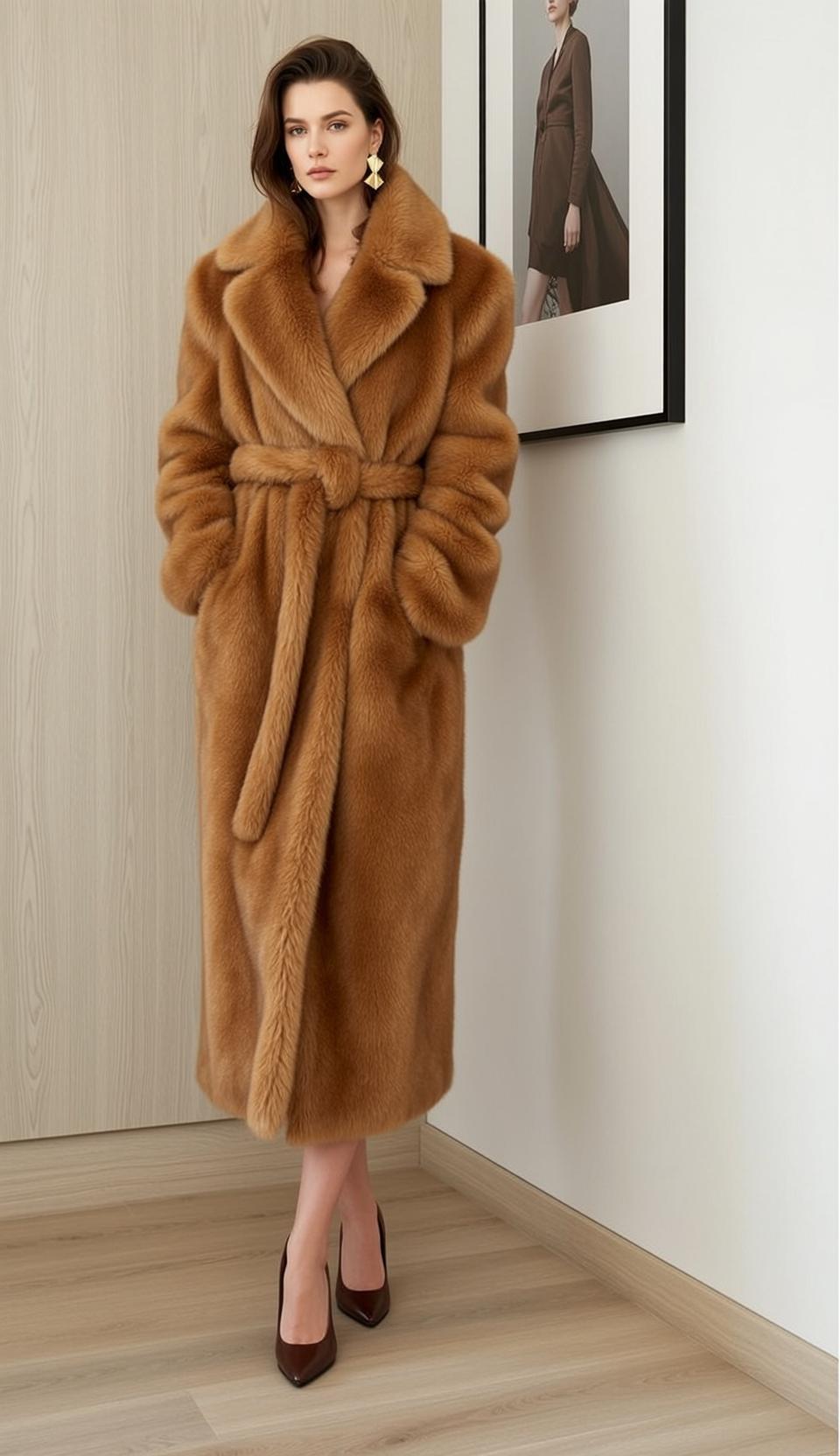Faux Fur Coat Modern Room Fashion Editorial