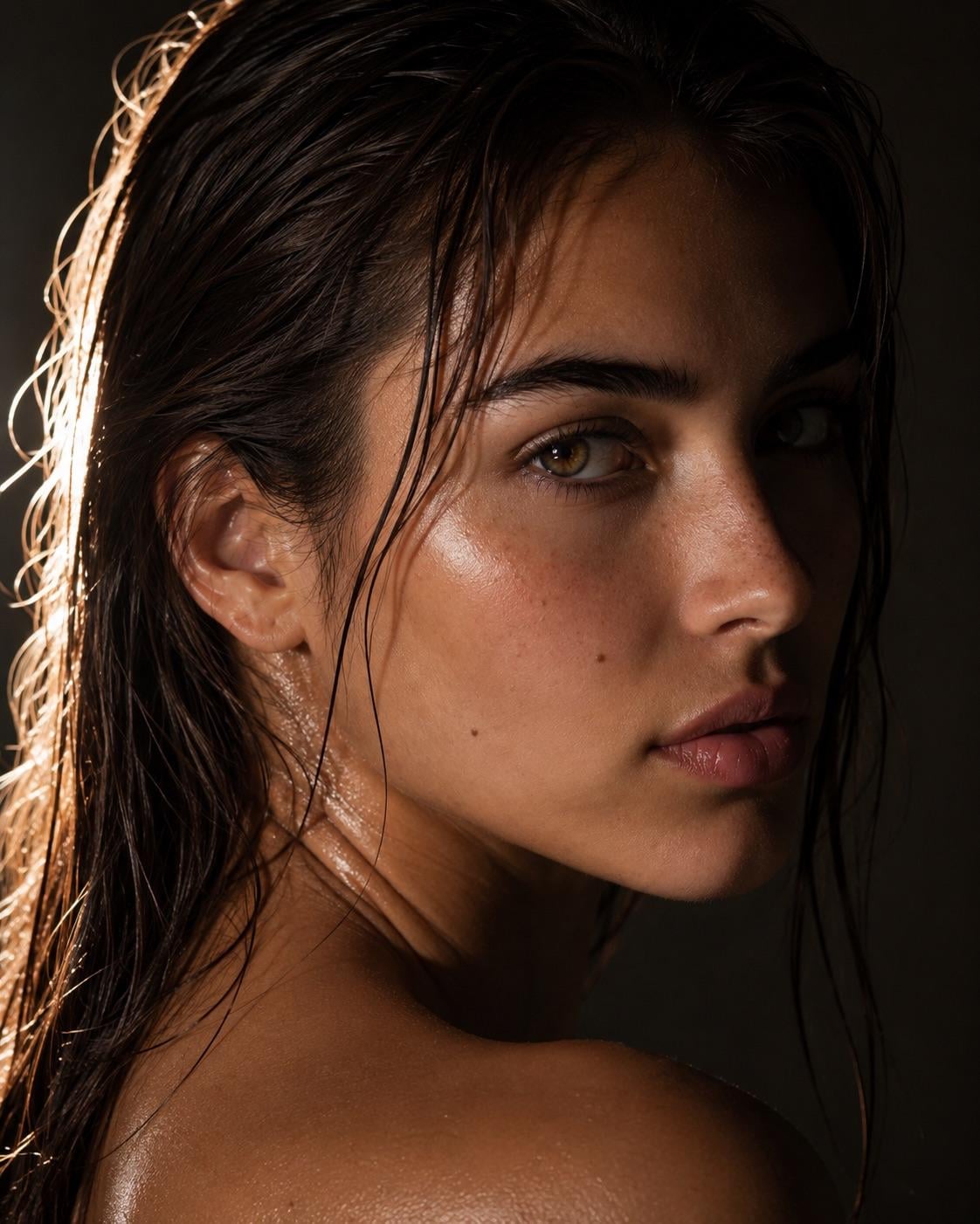 Wet Slicked Back Hair Studio