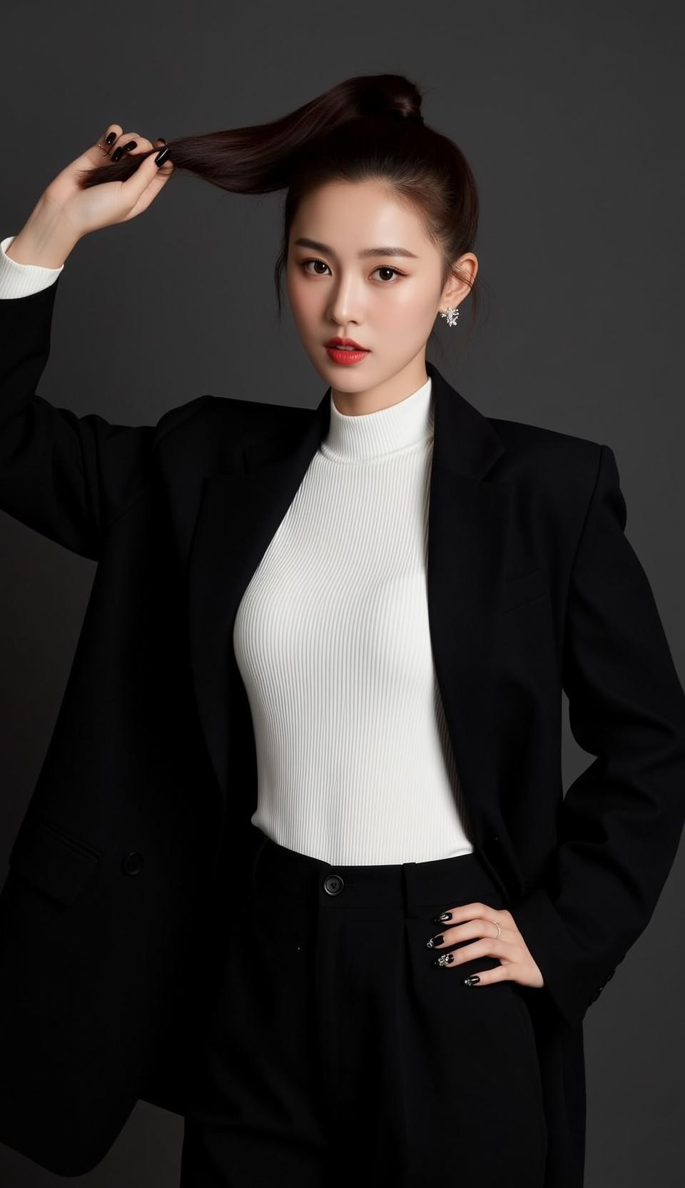 Luxury Young Dark Brown Ponytail Fair White