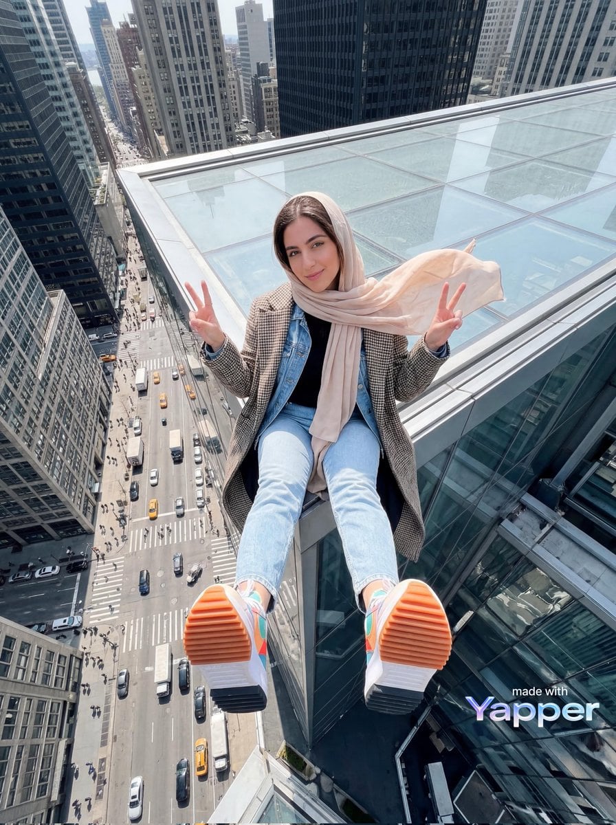 Skyscraper Rooftop Peace Signs City View