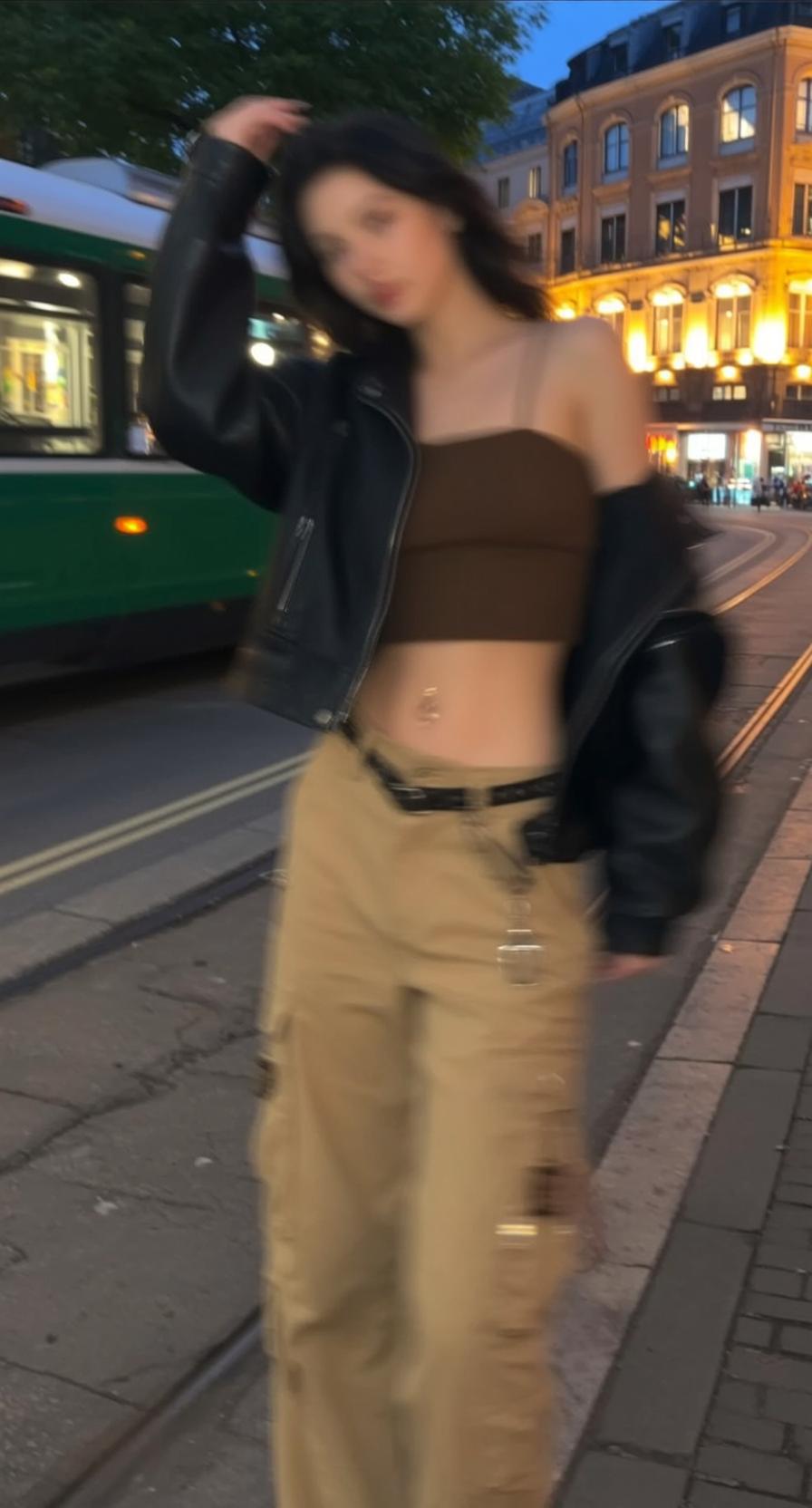 Brown Crop Top Tram