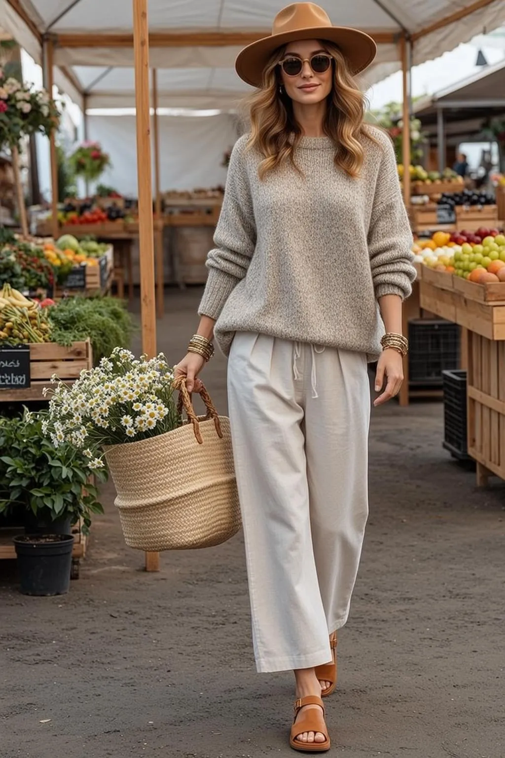 Autumn Walking Towards Slight Smile Relaxed Confident