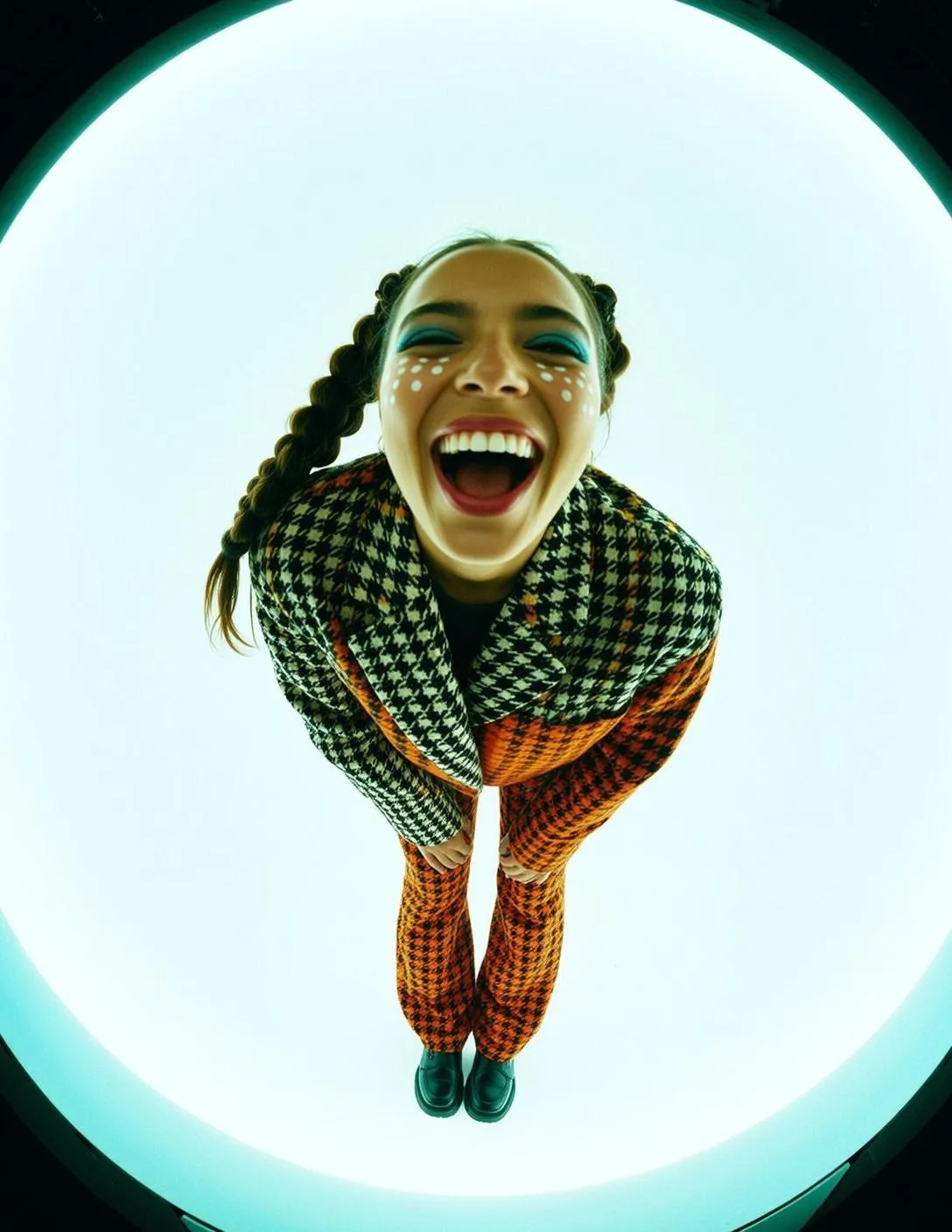Fisheye Young Braided Pigtails Fair Skin White