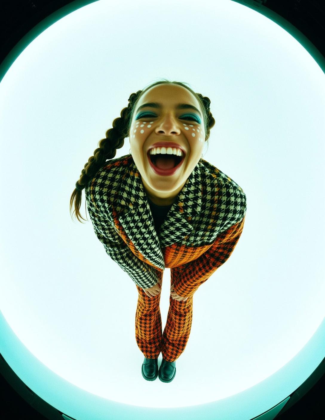 Fisheye Young Braided Pigtails Fair Skin White