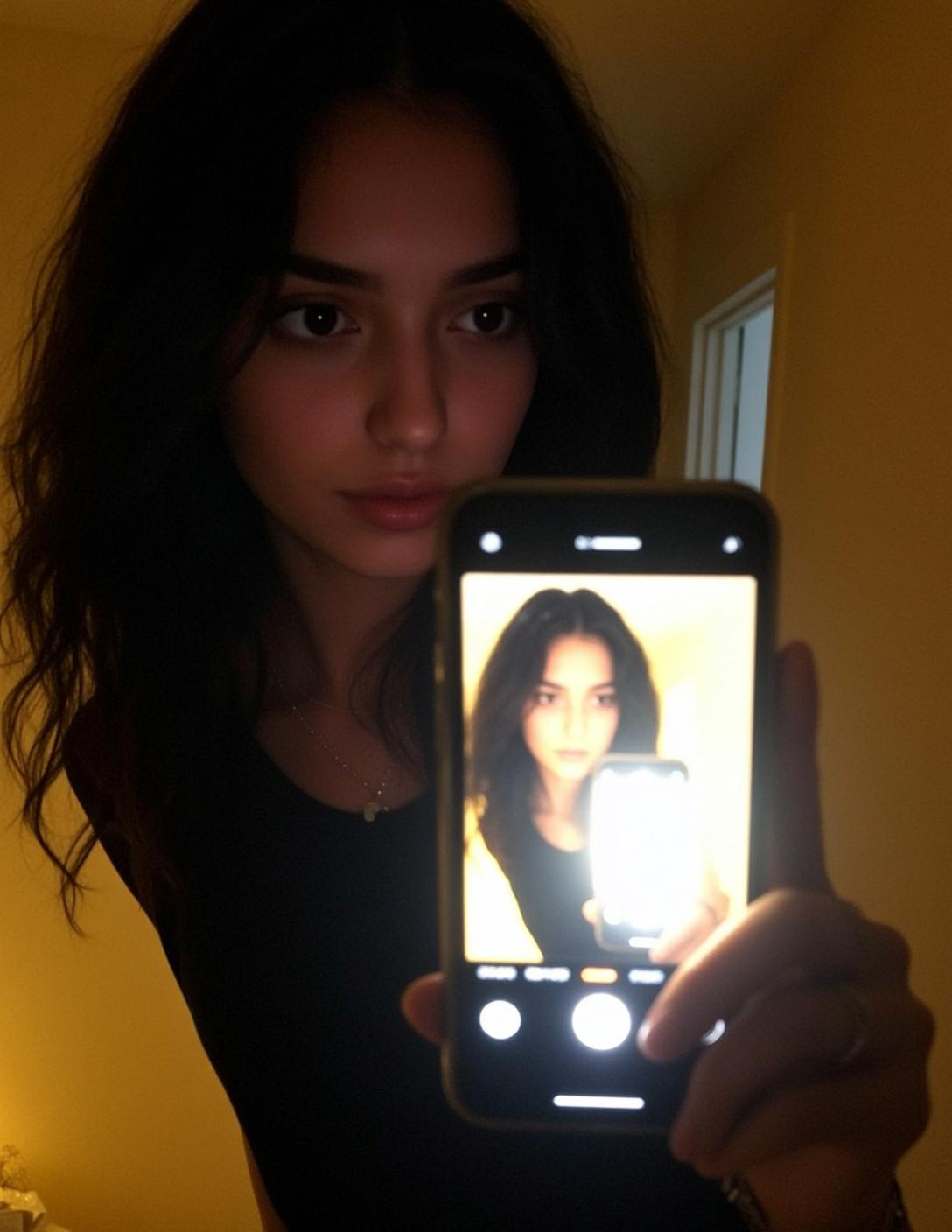 Black Tank Phone Glow Selfie