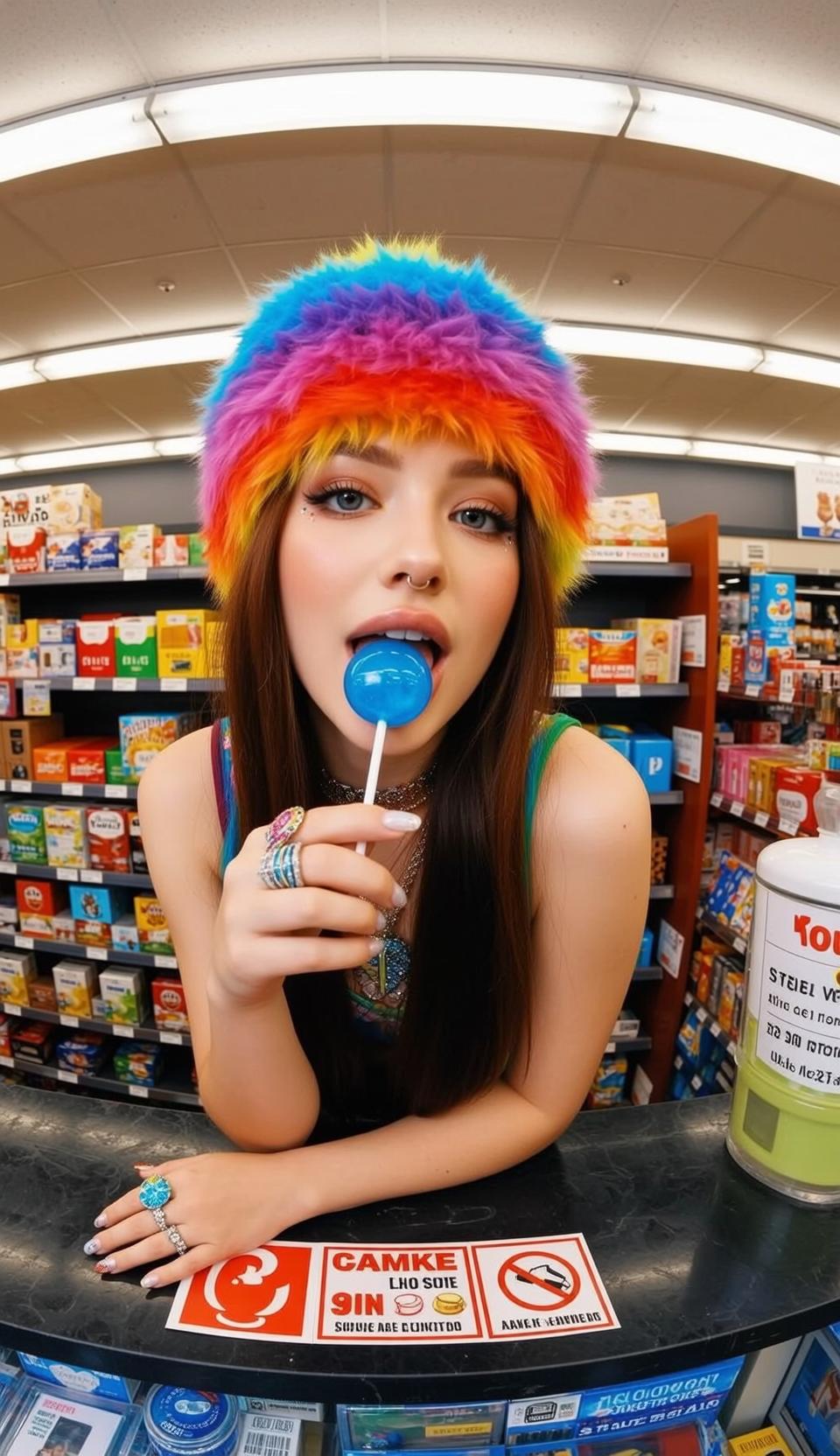 Rainbow Fur Hat Lollipop
