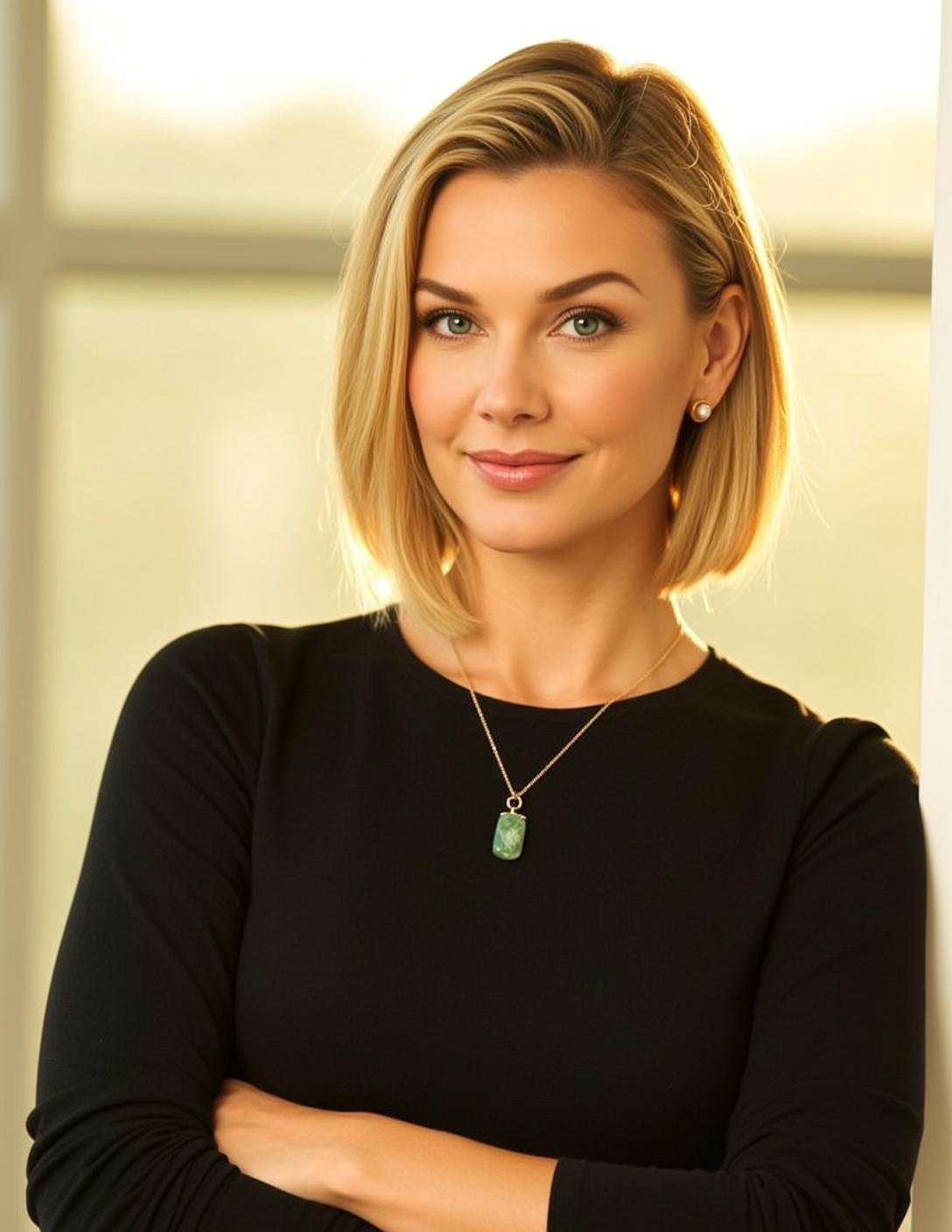 Luxury Short Blonde Bob Fair Black Long-sleeved