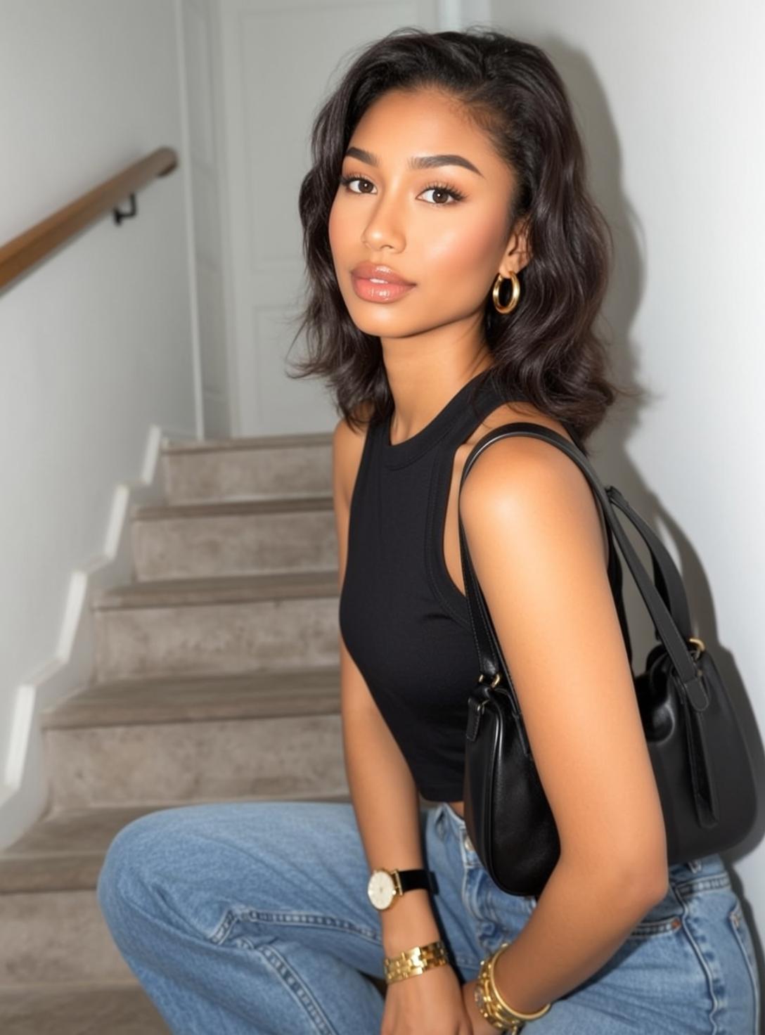Explore Posed Crouched Position Staircase Facing Slightly