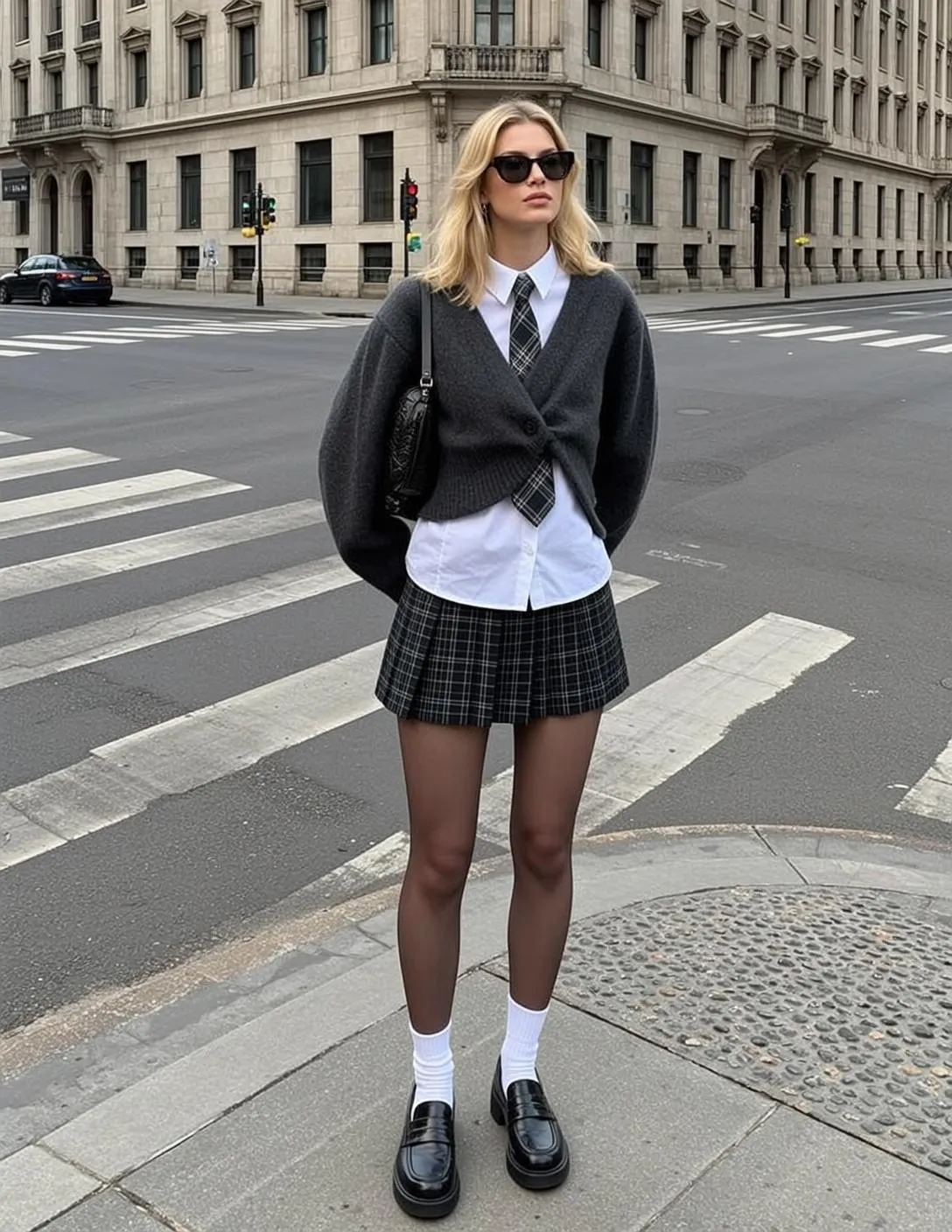 Sunglasses In City Street Crosswalk
