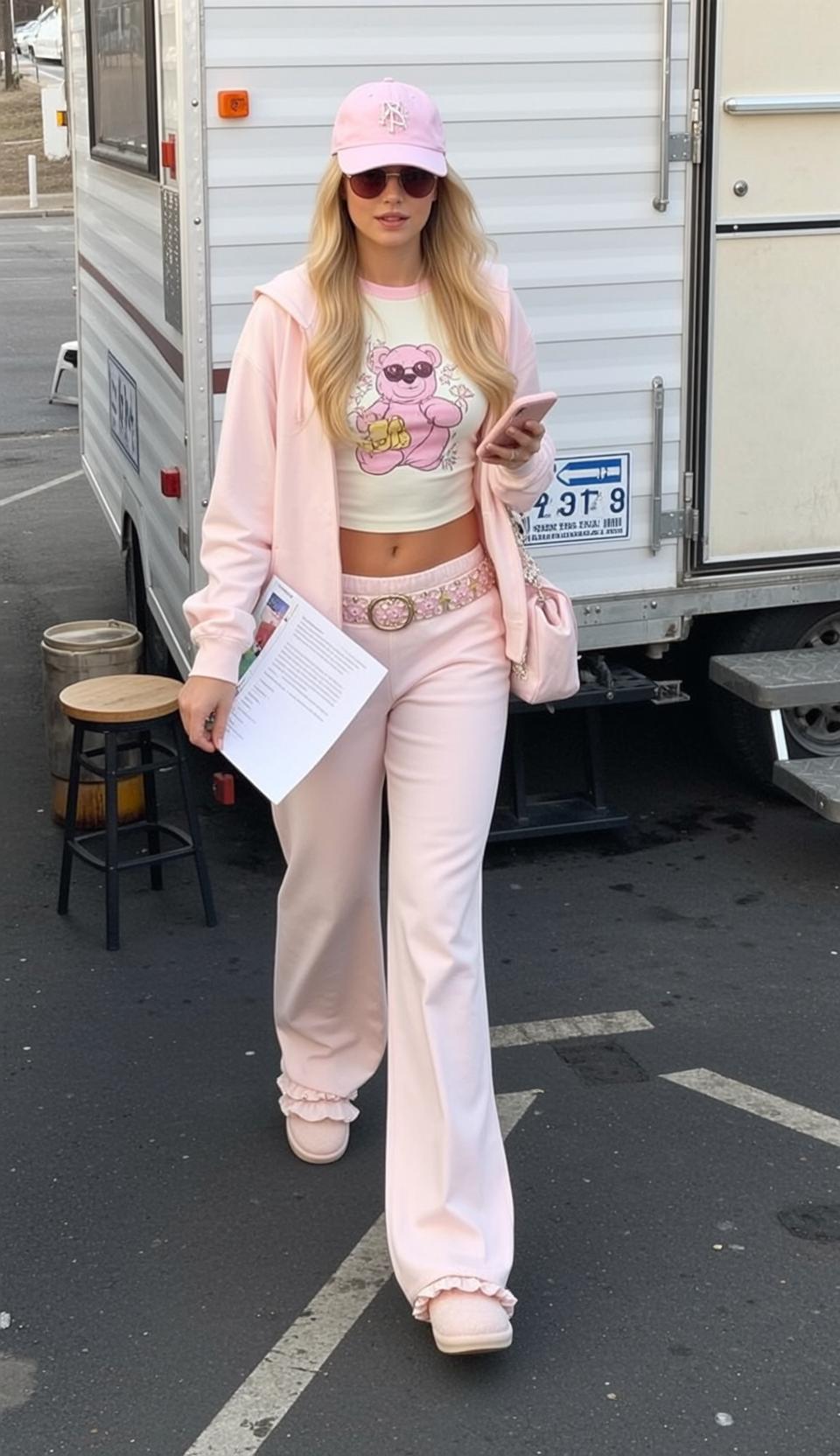 Pink Hoodie Outdoor Paper Walk