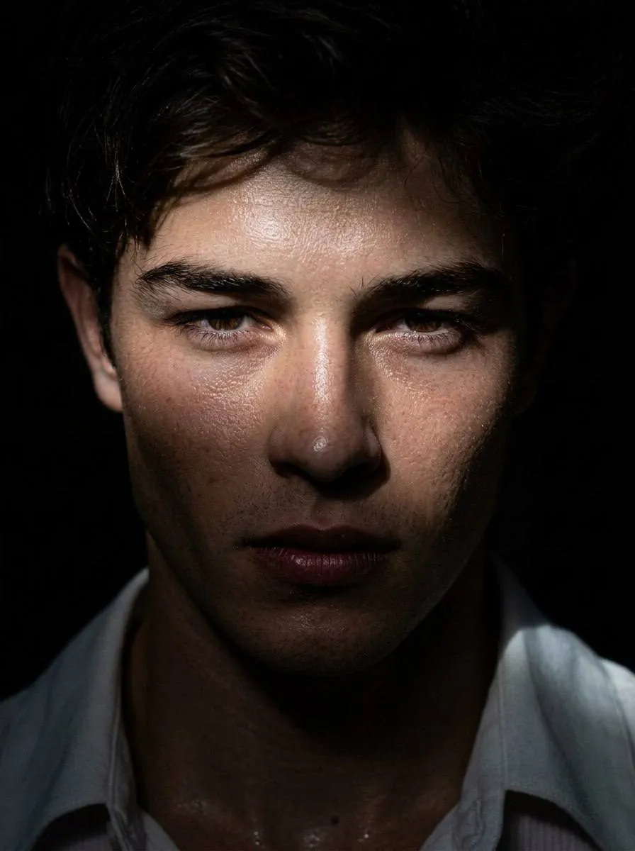 Face Extreme Close Up Contrasting Light Shadow