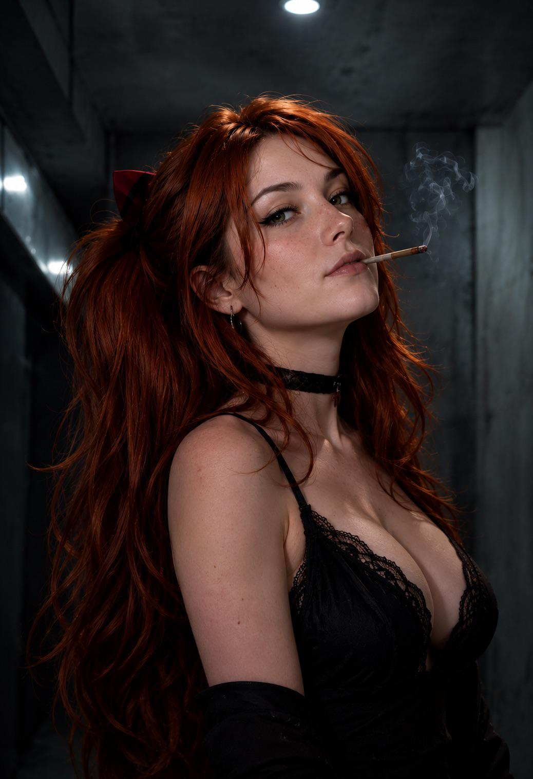 Industrial Hallway Dark Lace Camisole Cigarette