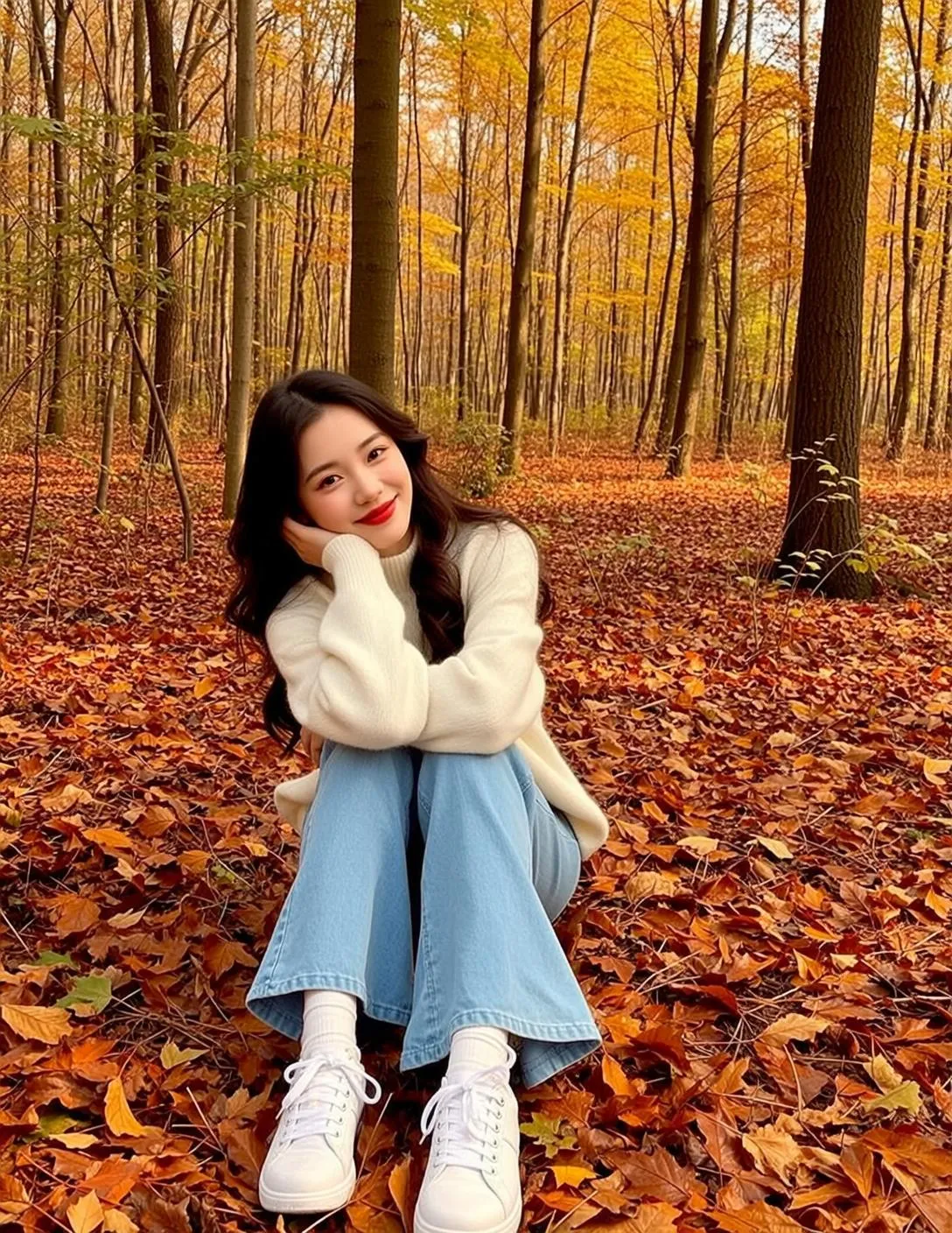 Autumn Sitting Ground Forest Covered Fallen Leaves