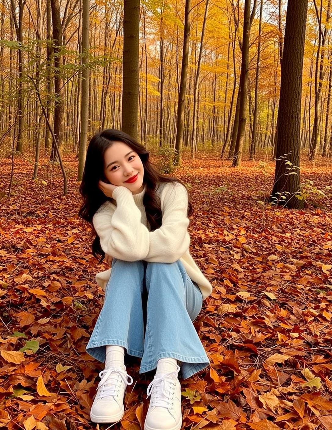Autumn Sitting Ground Forest Covered Fallen Leaves reference photo