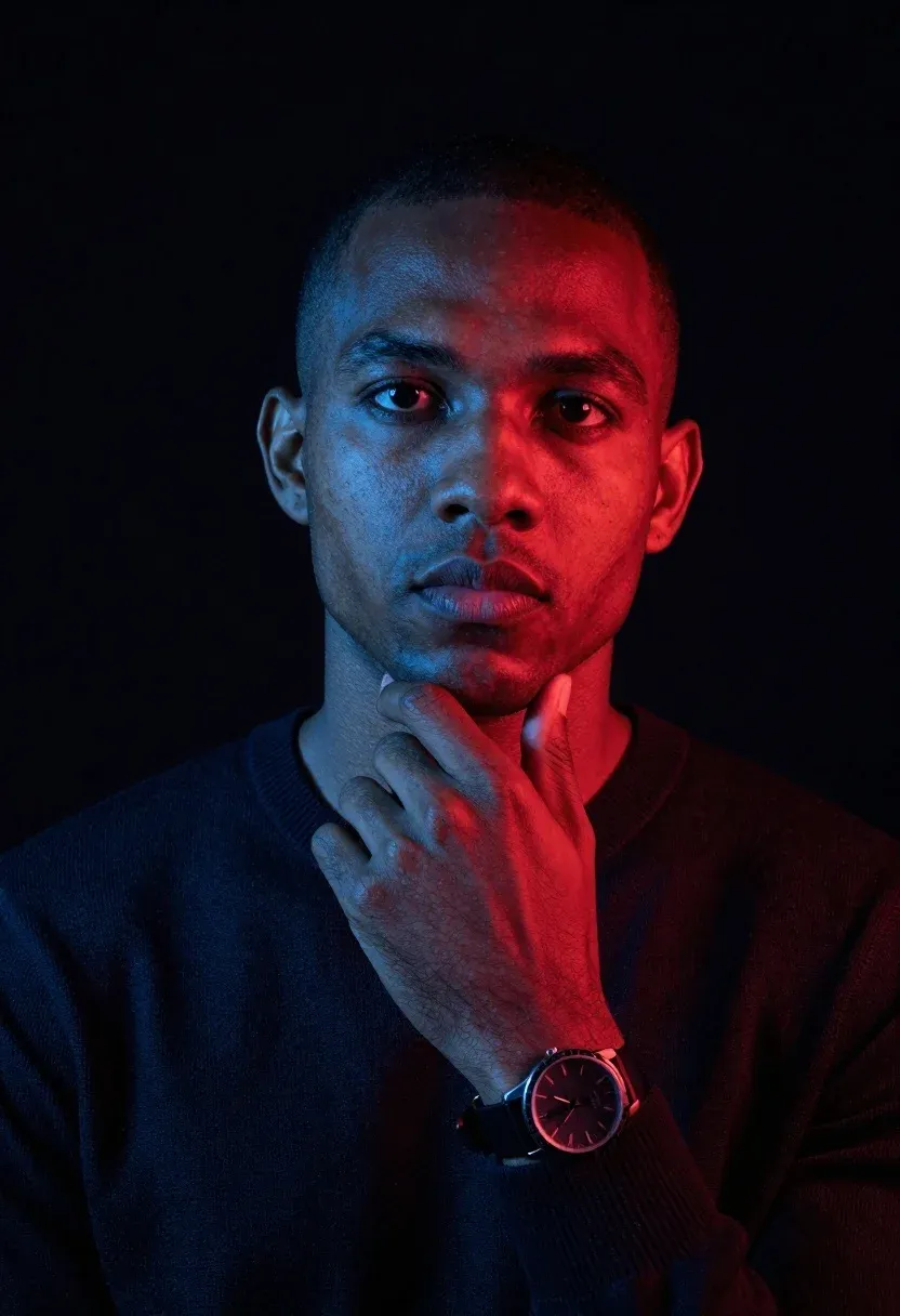 Portrait Man With Short Hair Looking Directly The Camera With