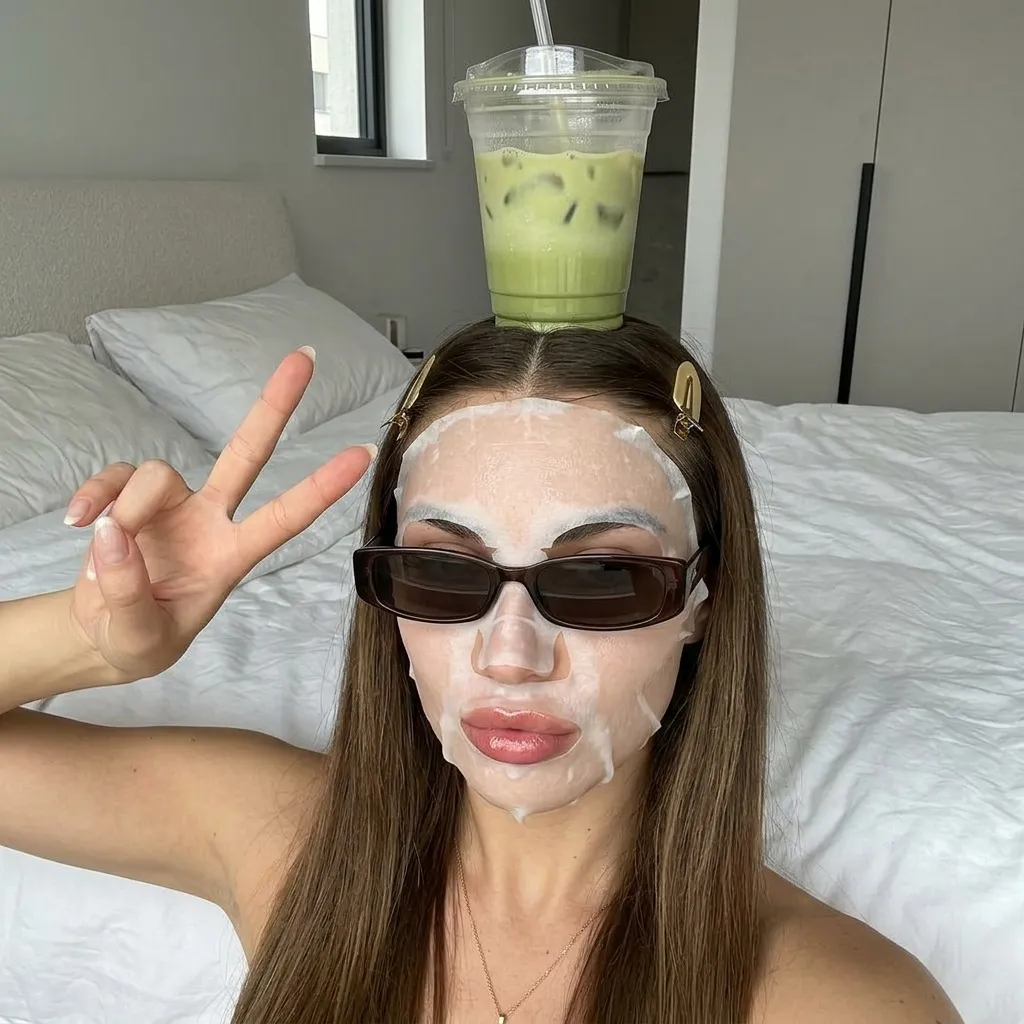 Sunglasses Makeup And Necklace In Bedroom Portrait