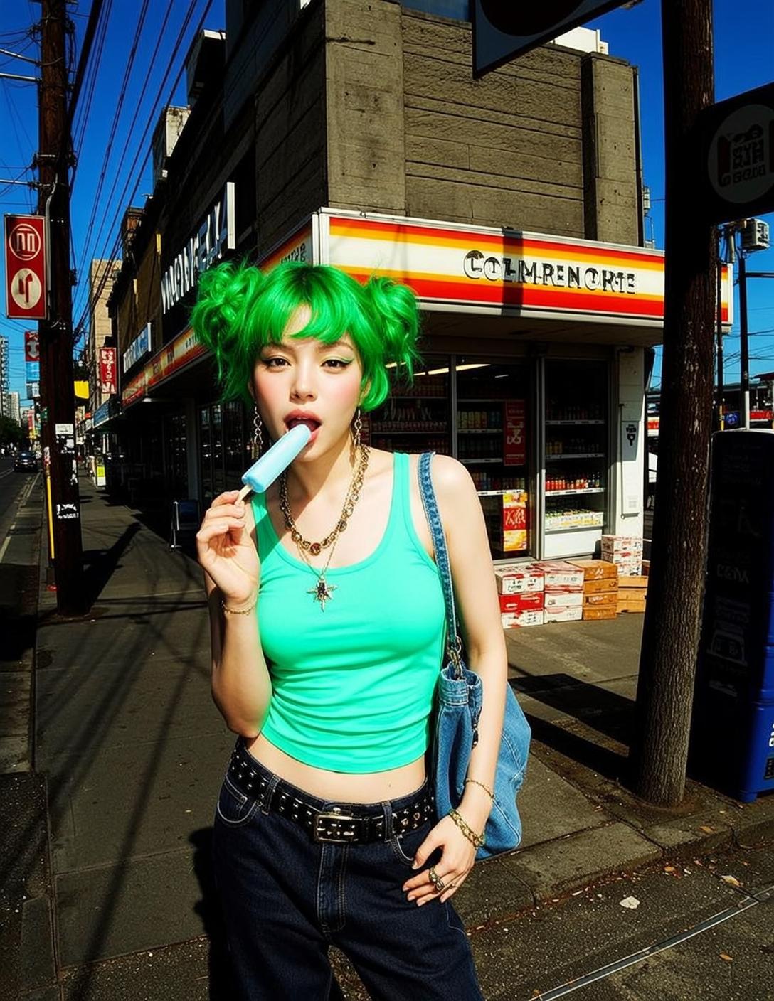 Green Hair Popsicle Street Style