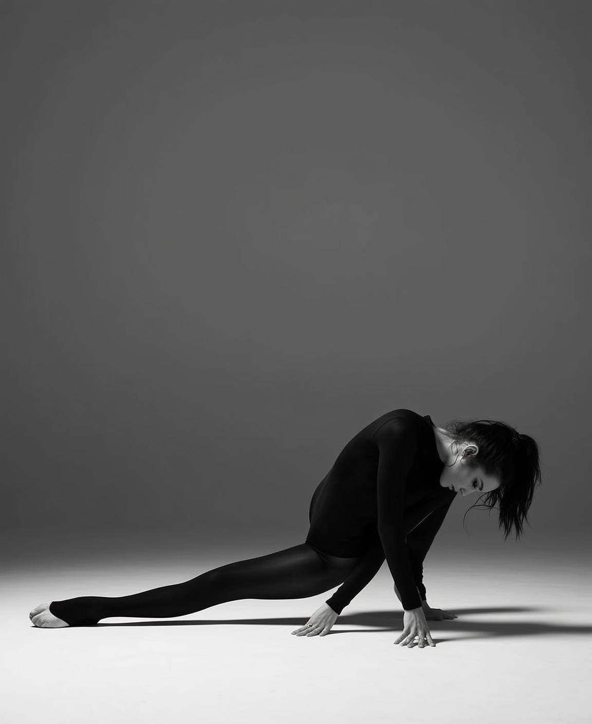 Black Leotard Low Lunge