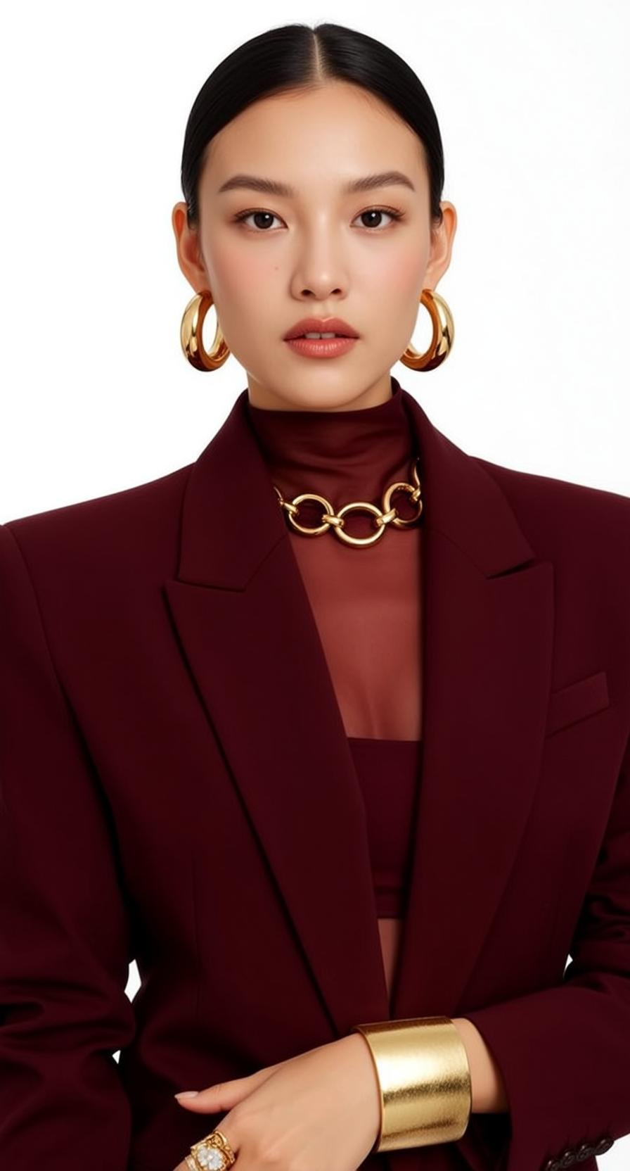 Luxury Young East Asian Pulled Back Bun
