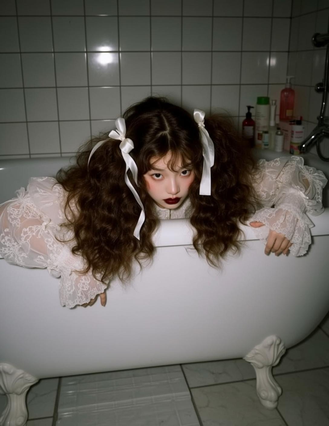 Bathtub Pigtails Portrait
