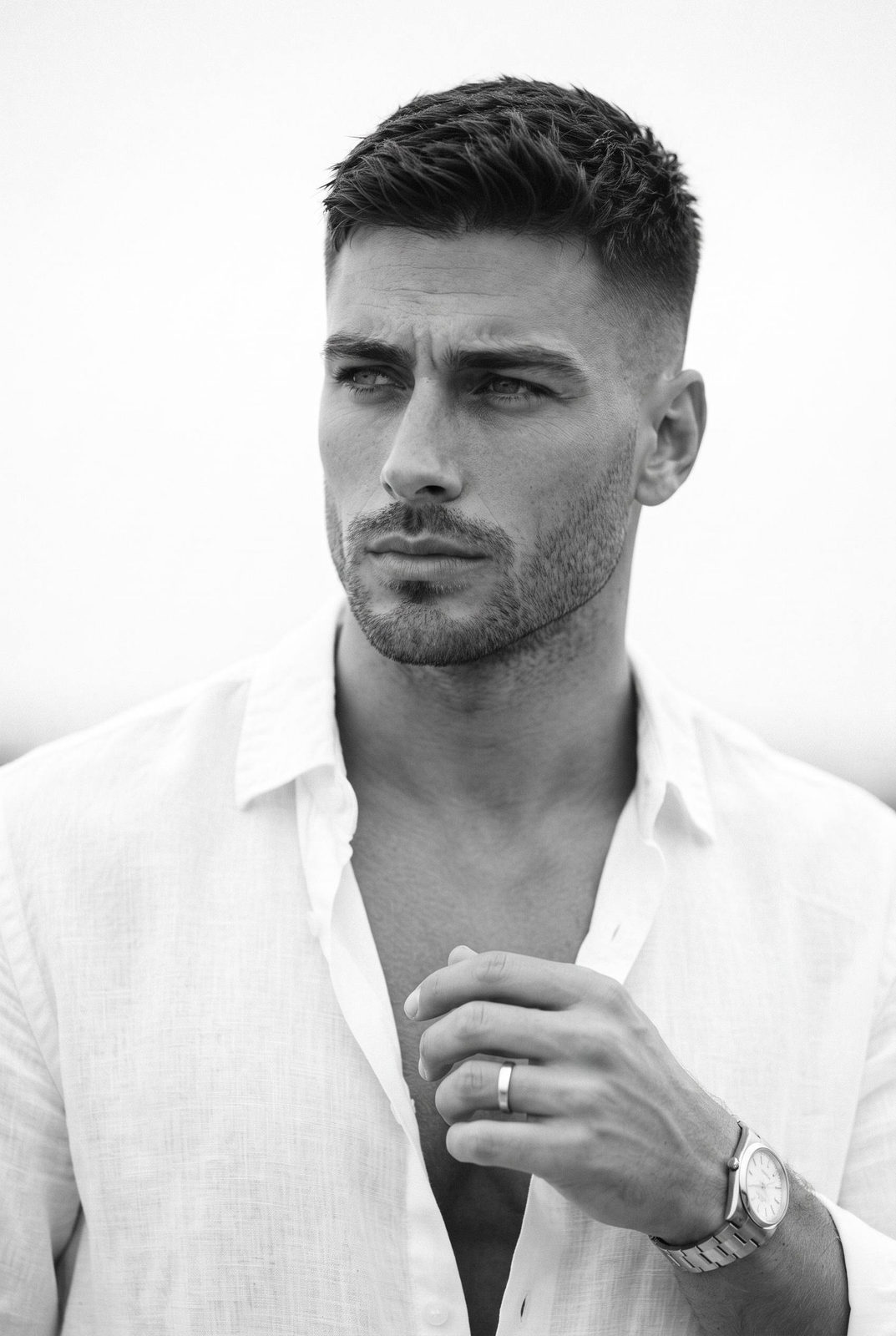 Loose White Linen Button Up Shirt In Eye Level