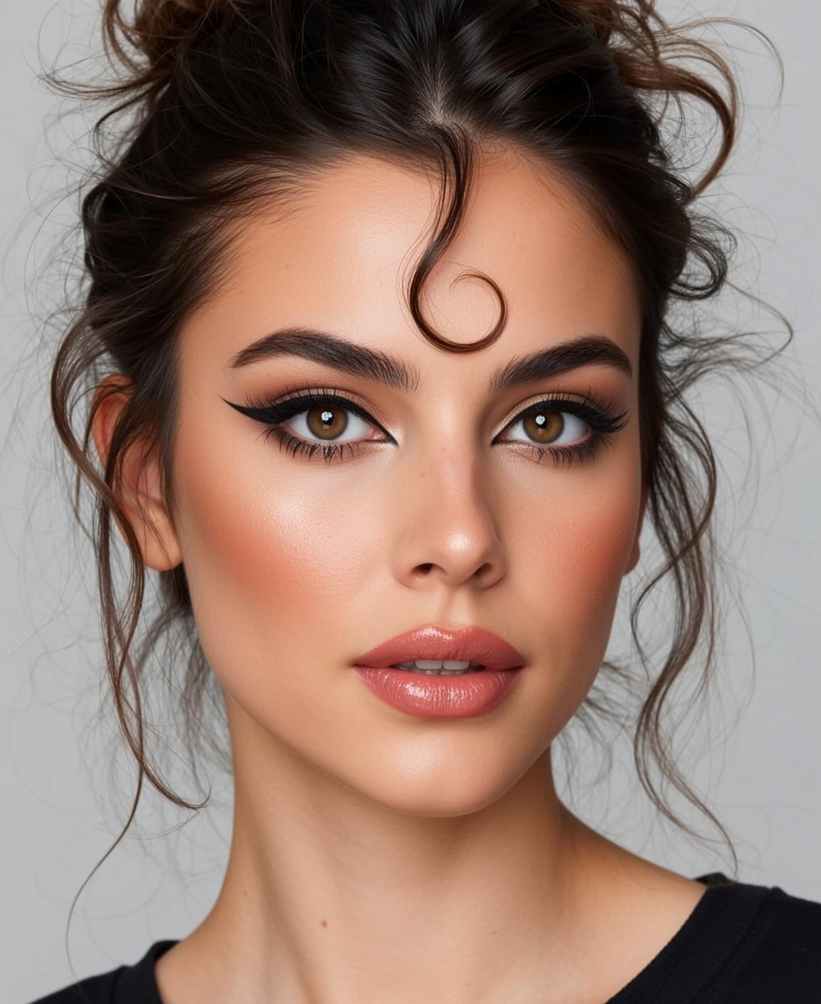 Hair Salon Young Dark Brown Updo Loose
