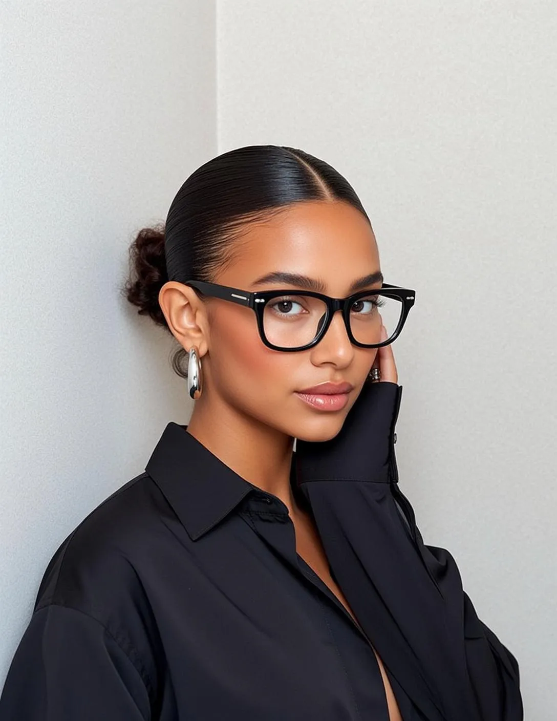 Black Button Down Glasses Portrait