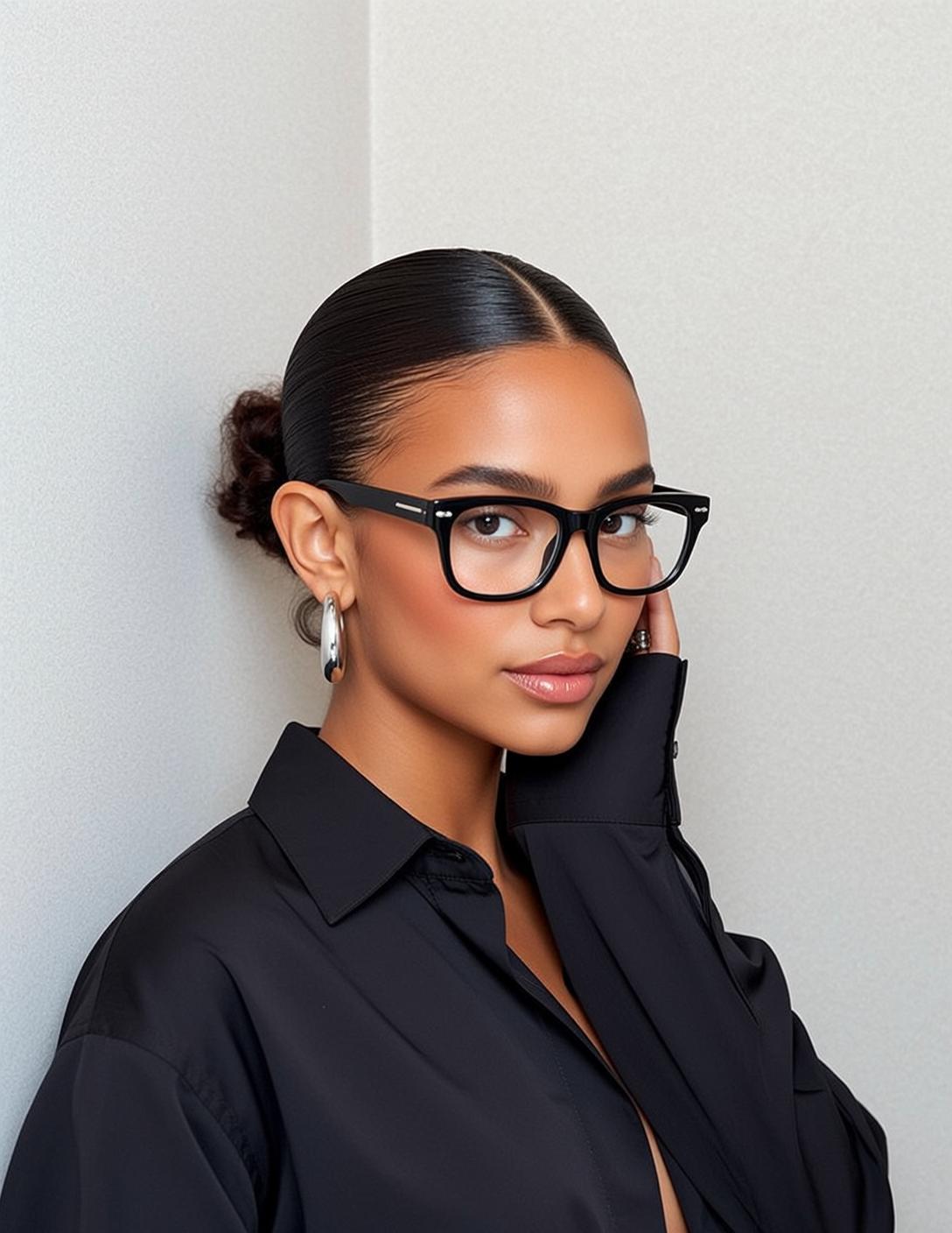 Black Button Down Glasses Portrait