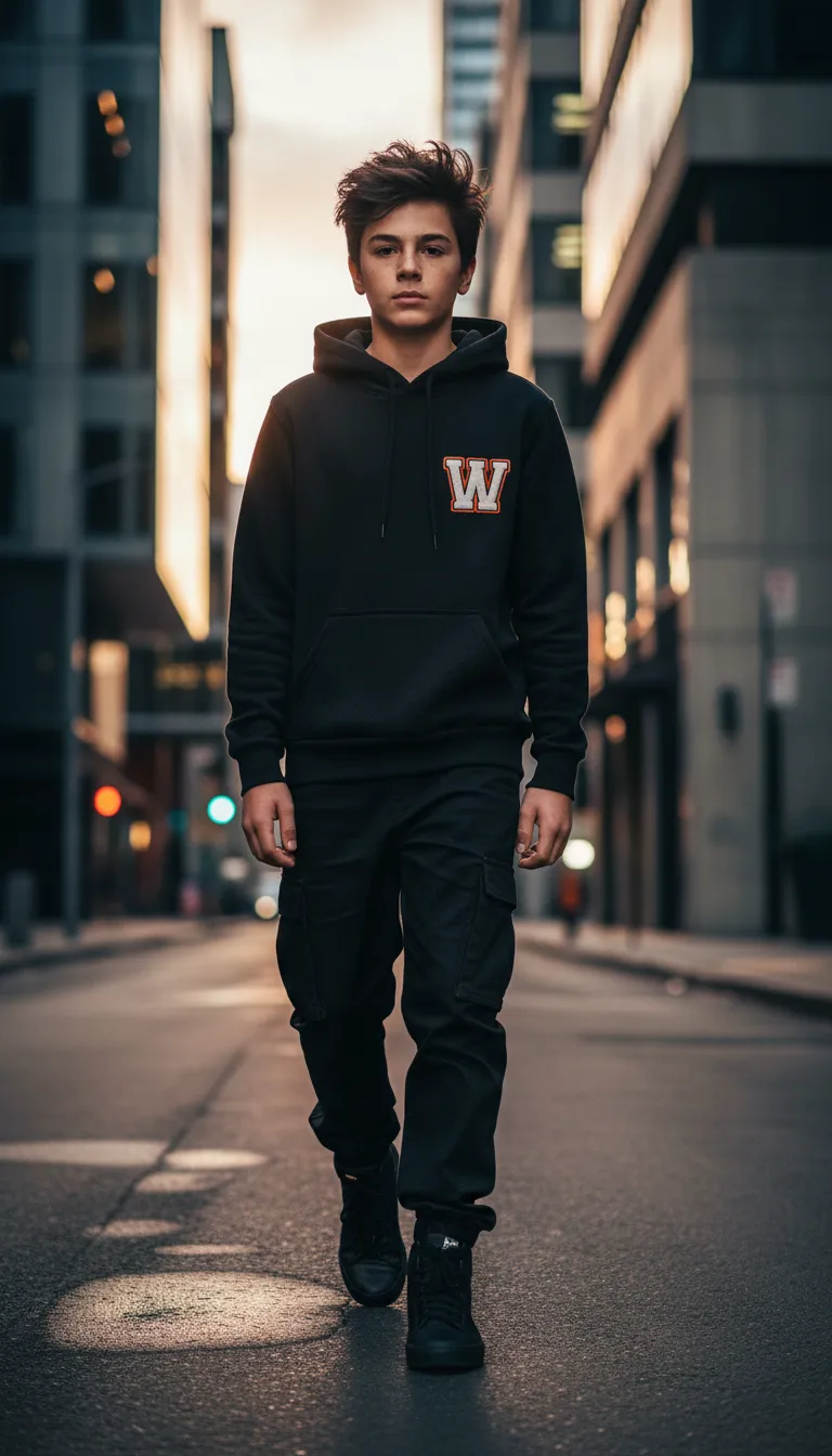 Black Hoodie City Street Walk