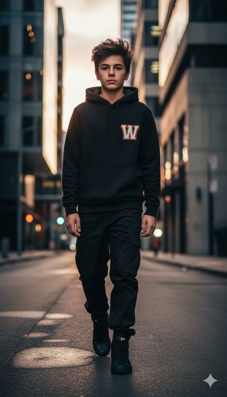 Black Hoodie City Street Walk