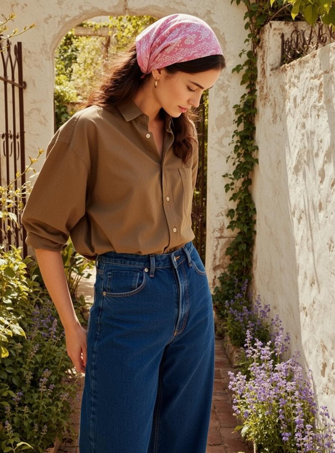 Olive Shirt Denim Jeans Bandana Archway