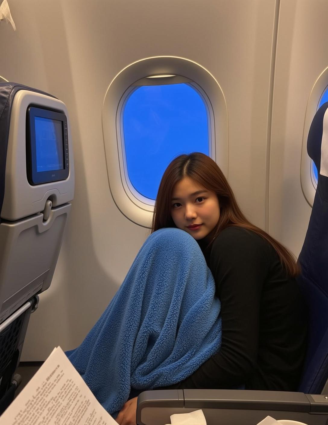 Explore Seated Airplane Curled Her Knees Drawn