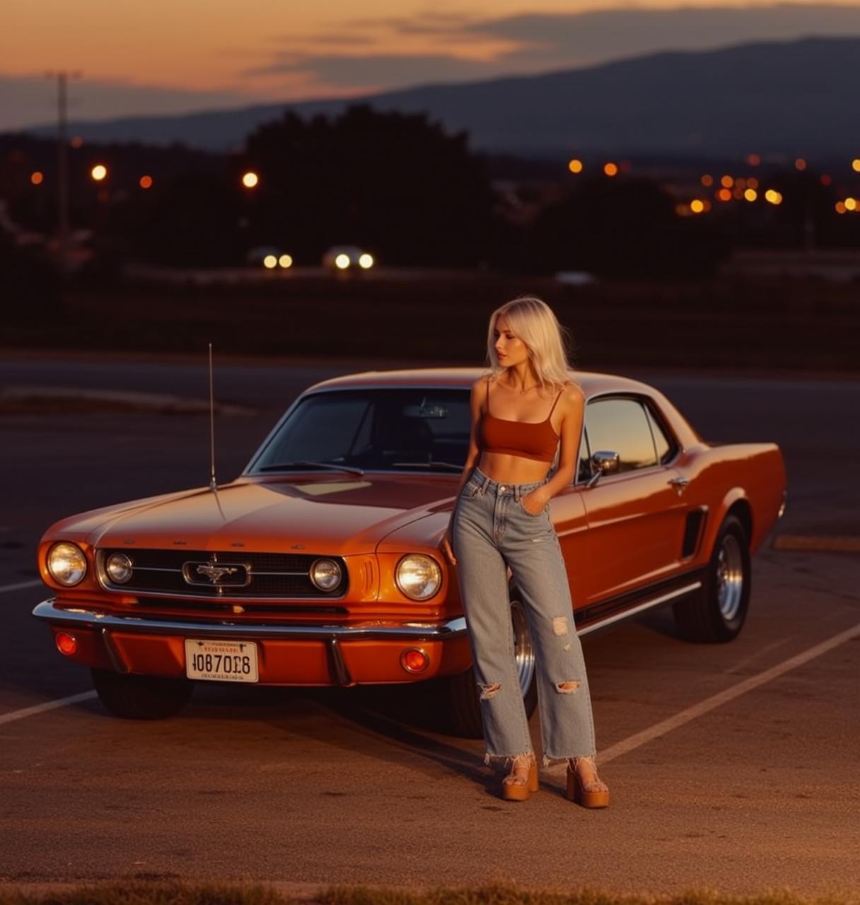 Orange Crop Top Parking Lot Dusk