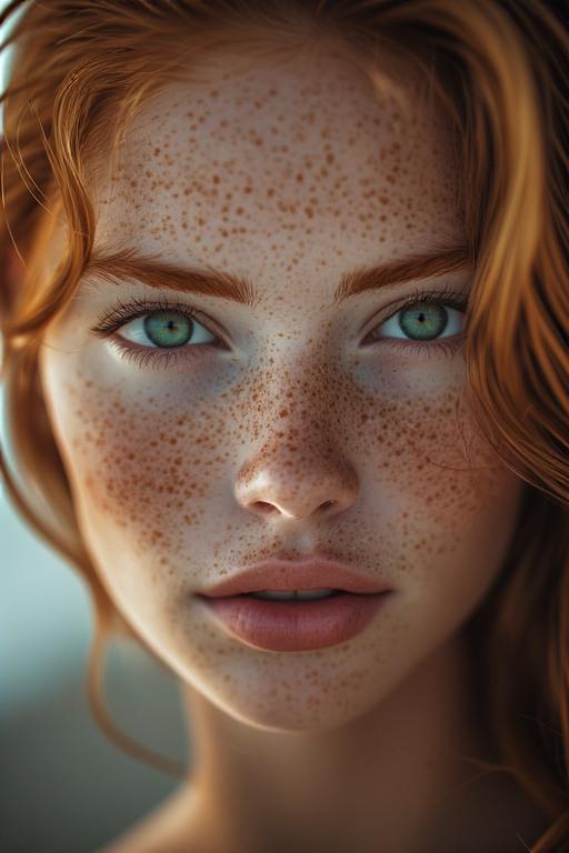 Extreme Close Beauty Portrait Teal Background