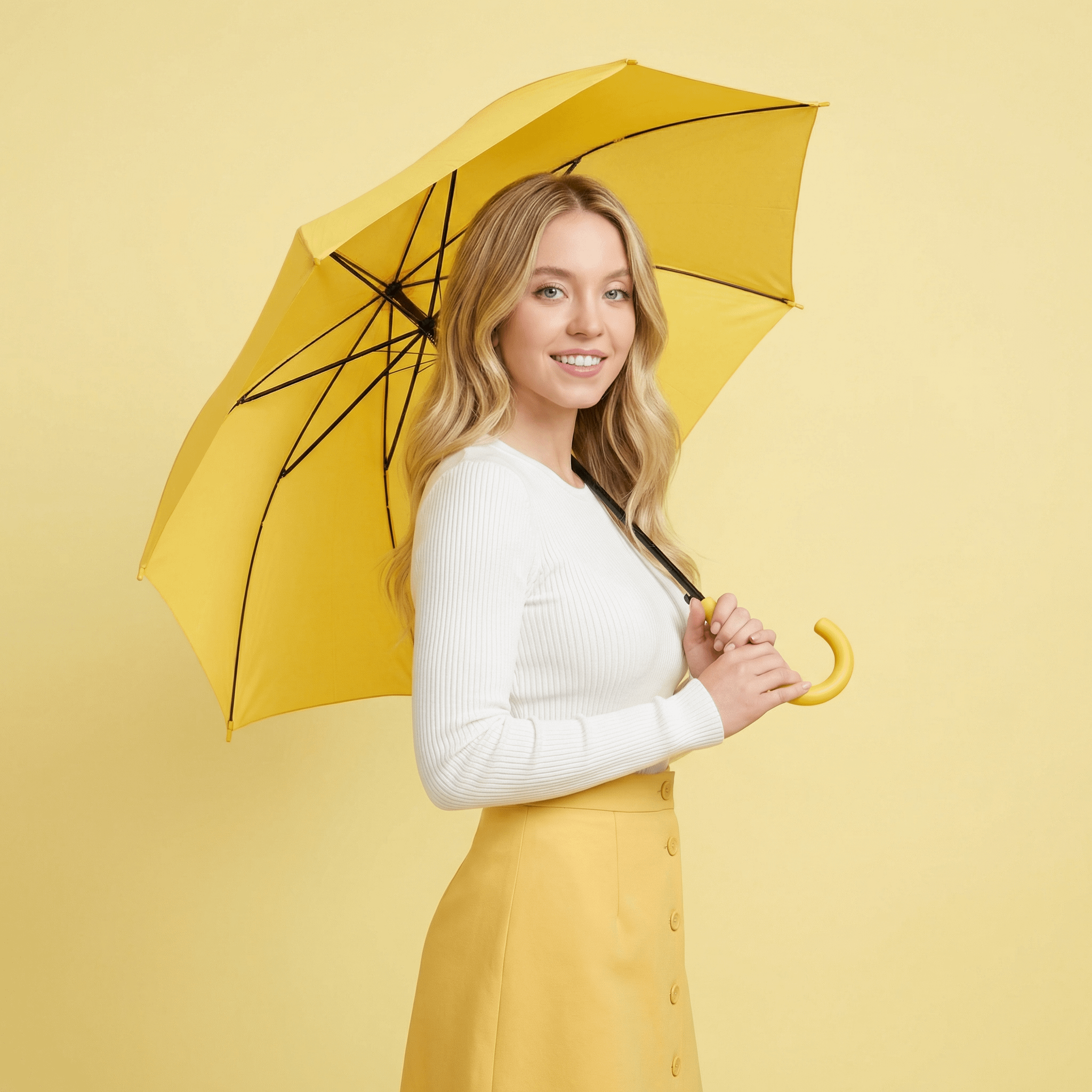 Yellow Umbrella Studio Portrait Smiling
