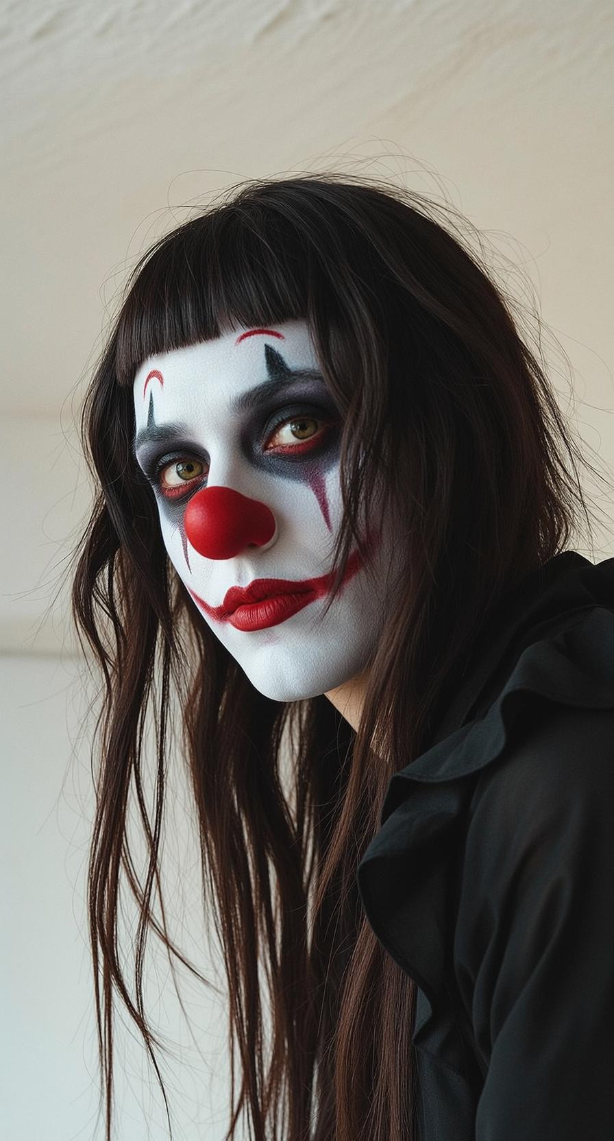 Black Ruffle Clown Makeup Portrait
