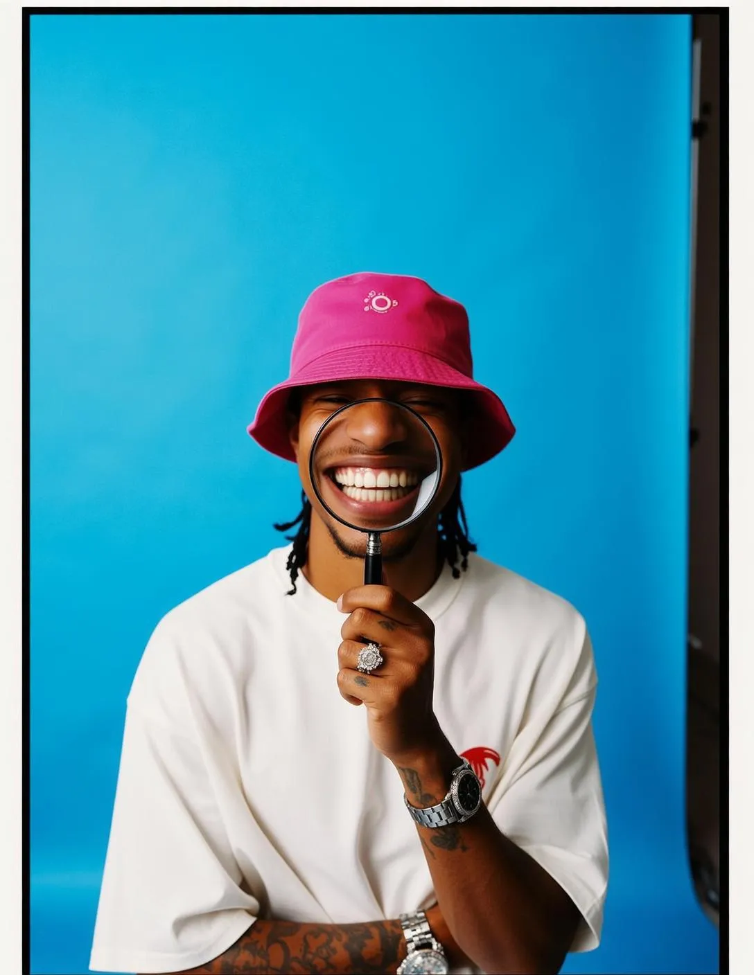 Creative Facing Directly Towards Wide Joyful Smile