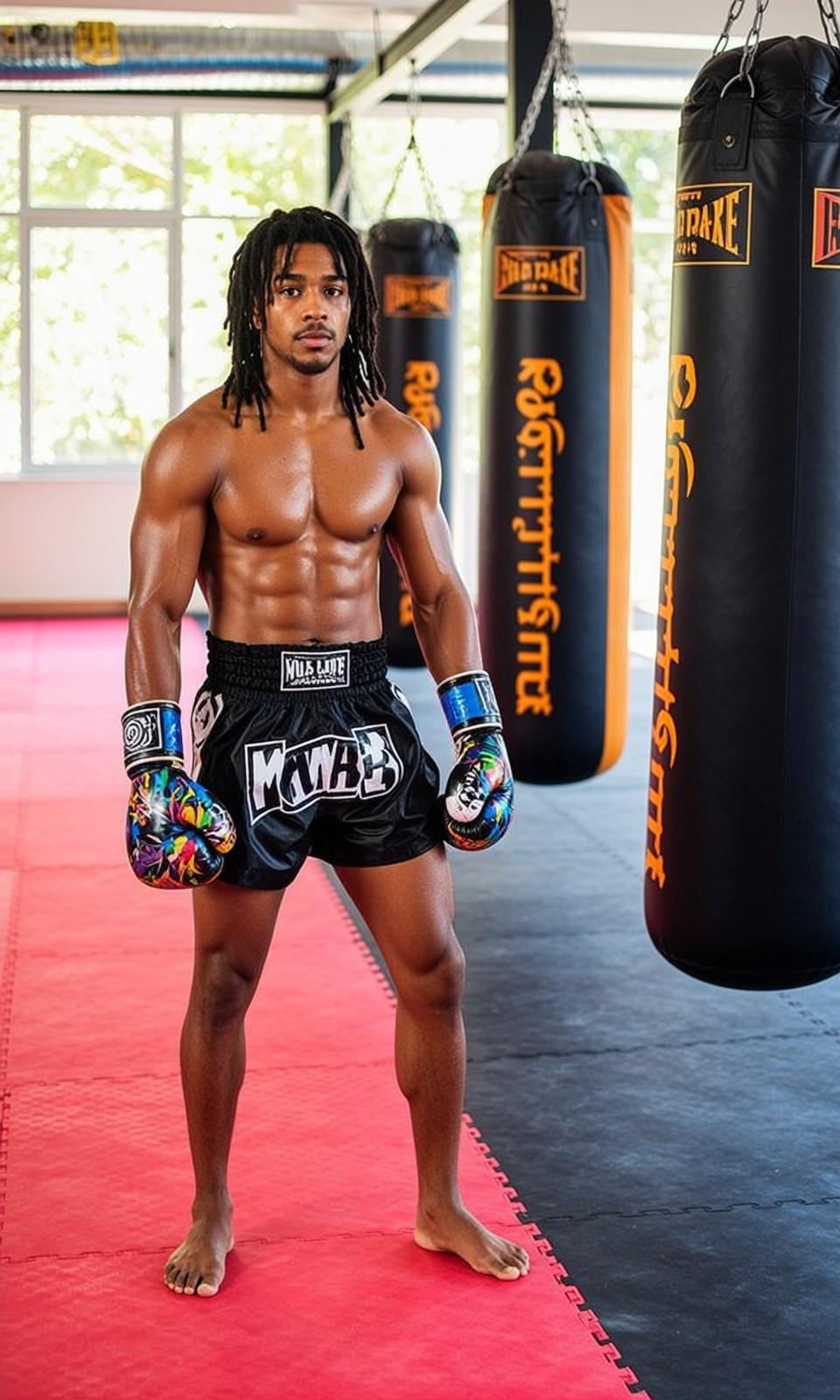 Grey Backdrop Boxing Pose