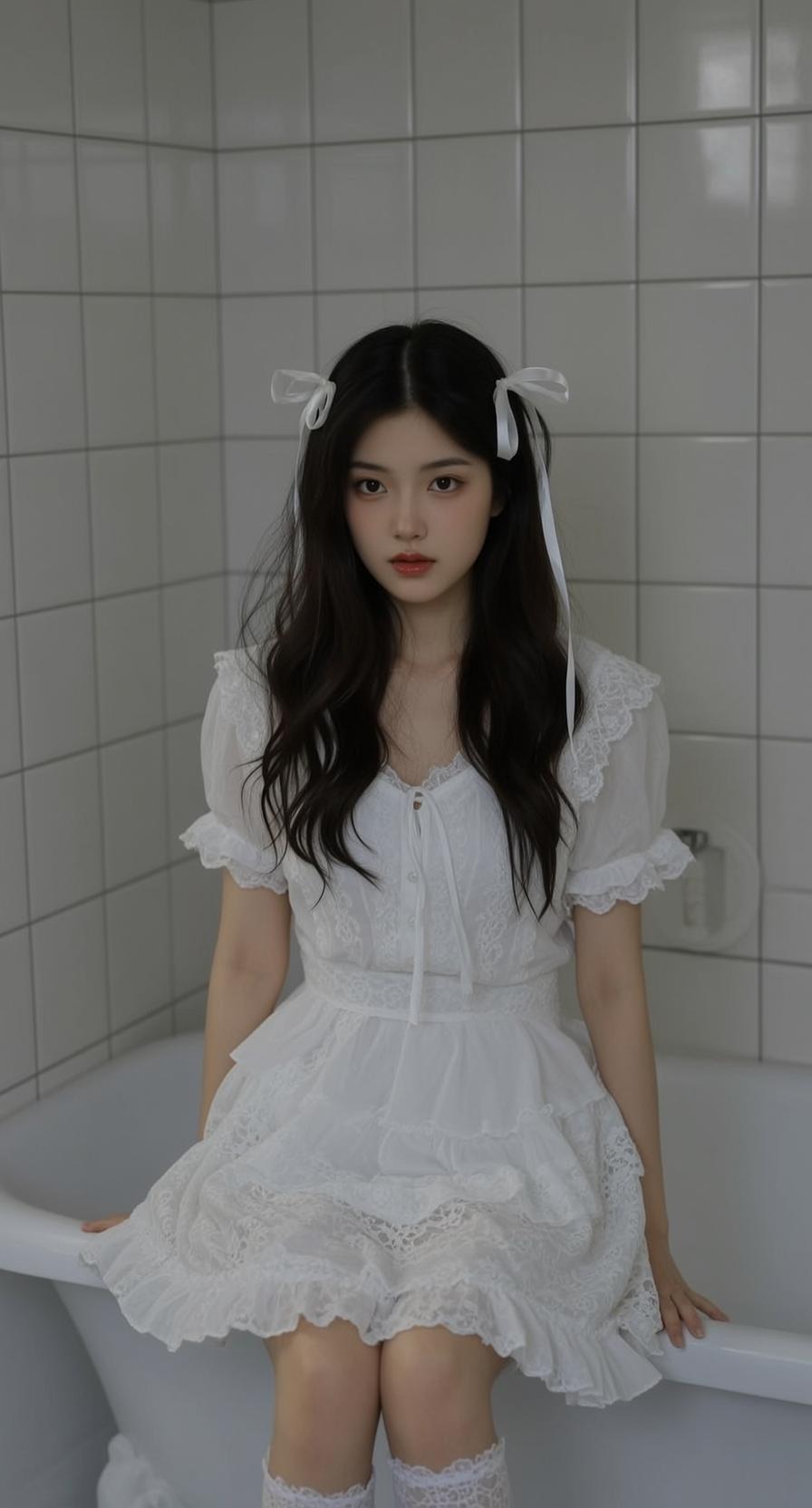 White Ribbon Lace Dress