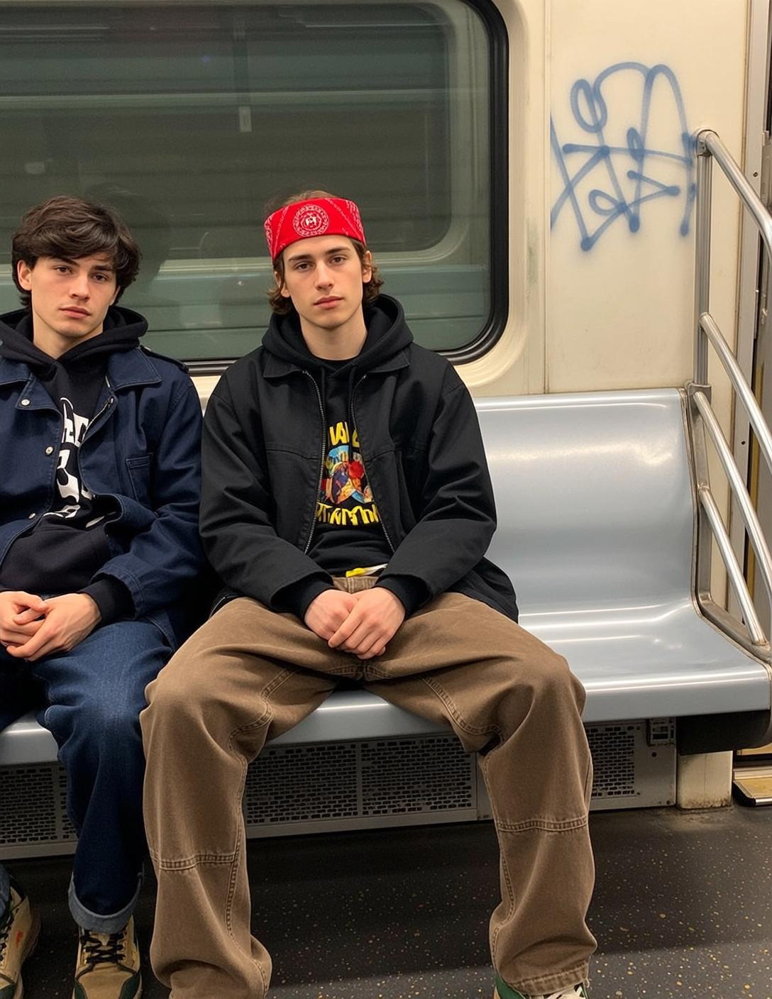 Explore Two Young Men Are Seated Side-by-side