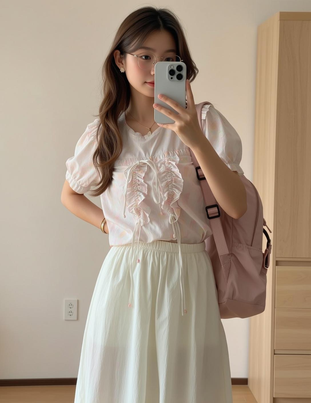 Floral Blouse Wide Leg Selfie