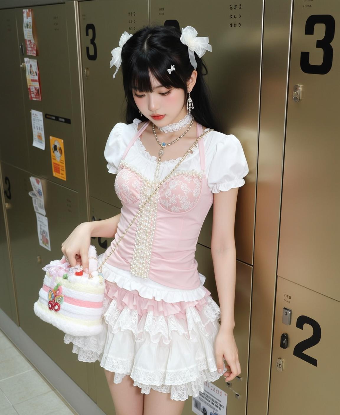 Pink Ruffle Skirt Locker Hallway