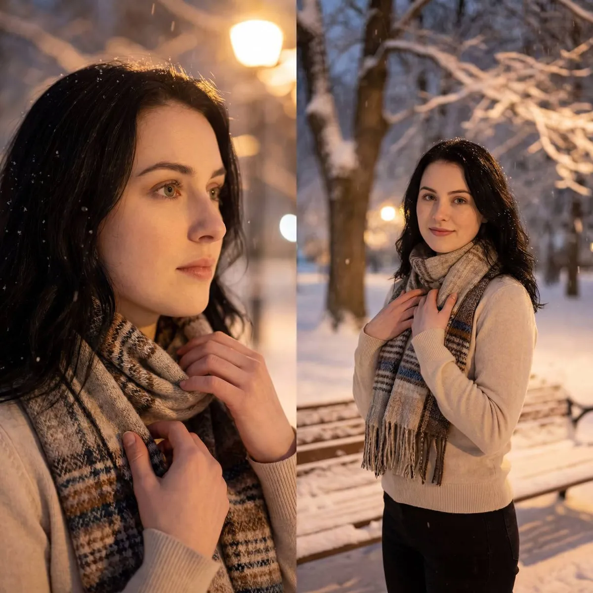 Snowy Park Shawl Pose