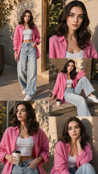 Bright Pink Oversized Linen Shirt Worn Open