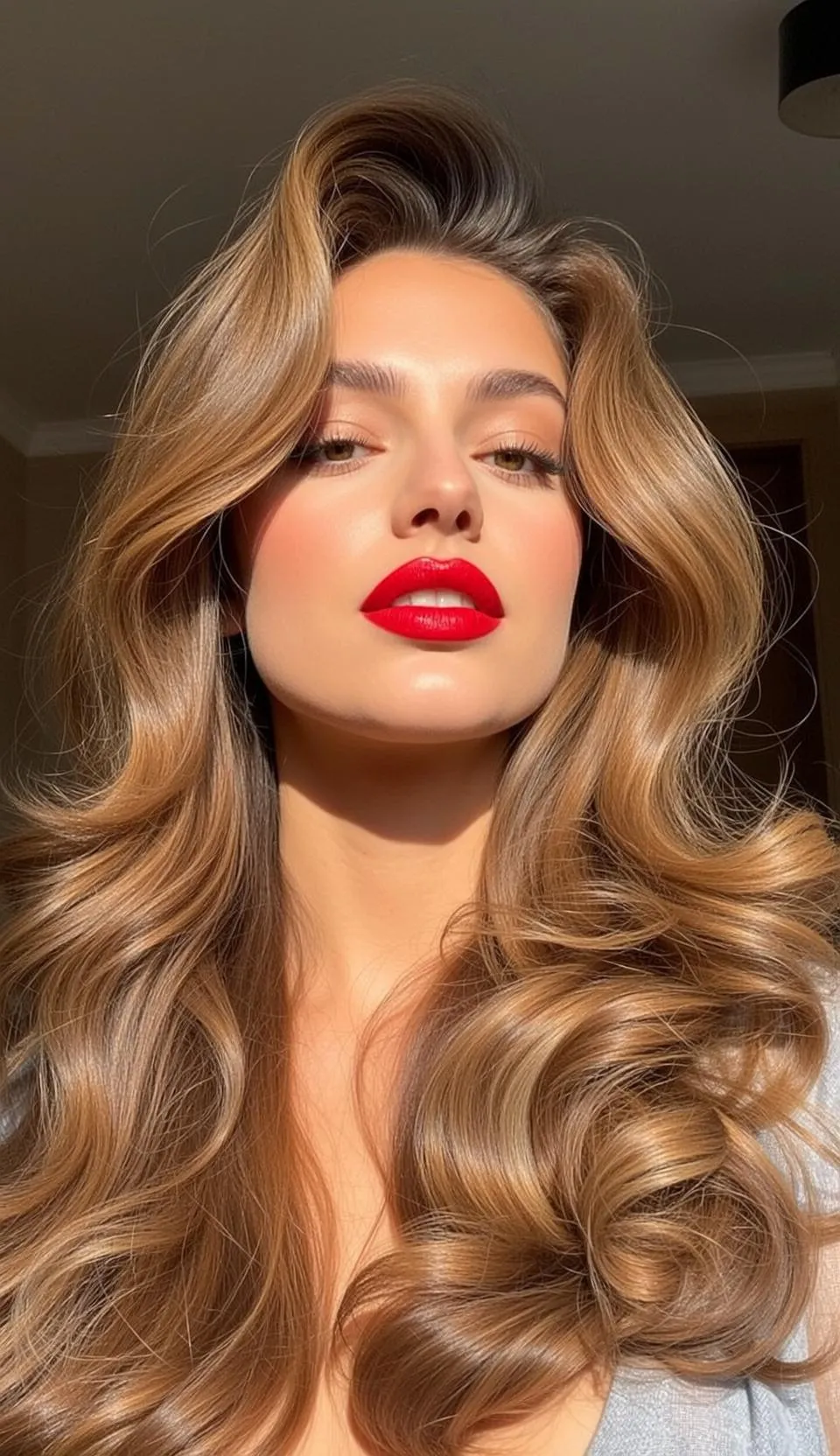 Makeup Close-up Shows Facing Directly Towards Her