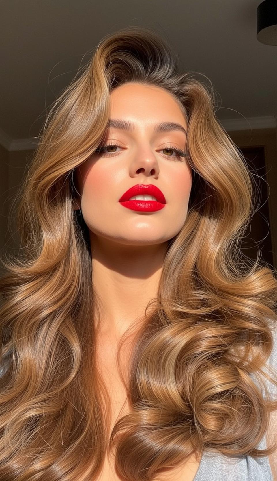 Makeup Close-up Shows Facing Directly Towards Her