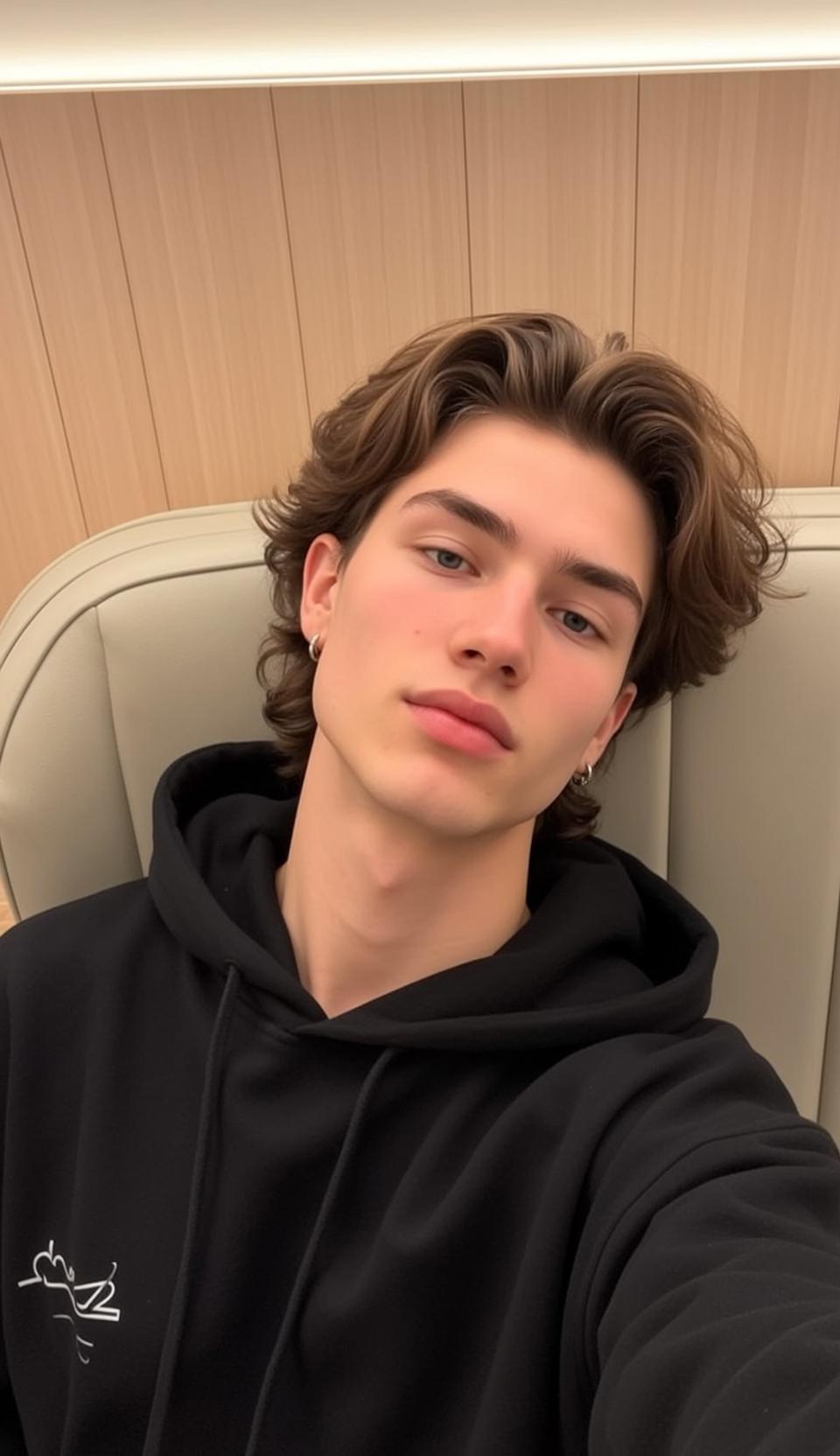 Black Hoodie Blue Eyes Portrait