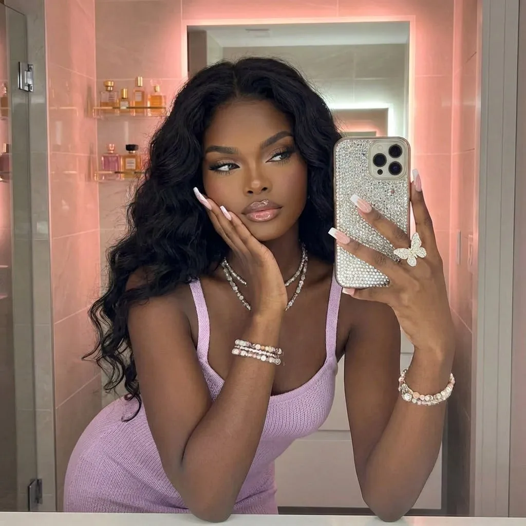 Makeup Necklace Bracelets Rings And Nails In Mirror Selfie