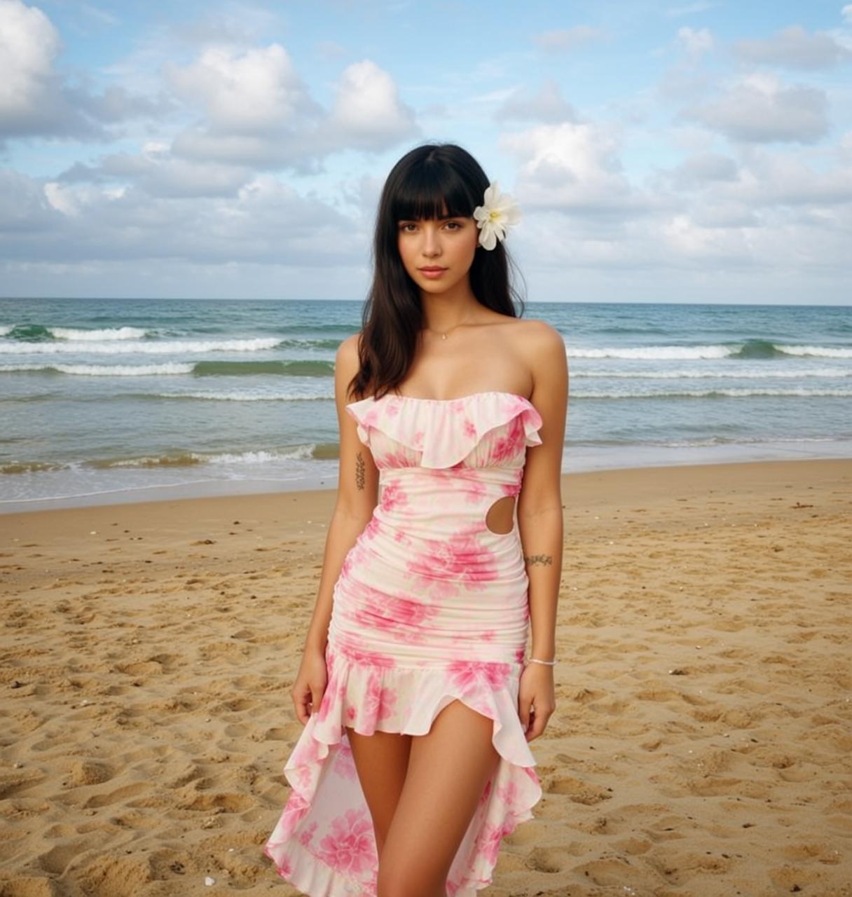 Pink Floral Beach Dress