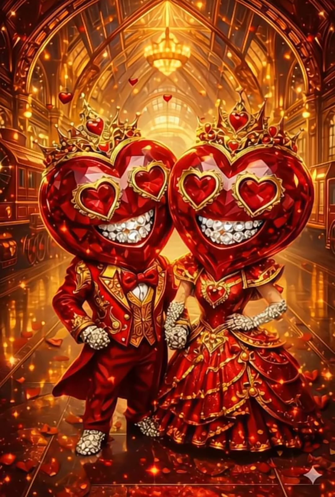Golden Ballroom Ruby Heart Figures Diamond Grins